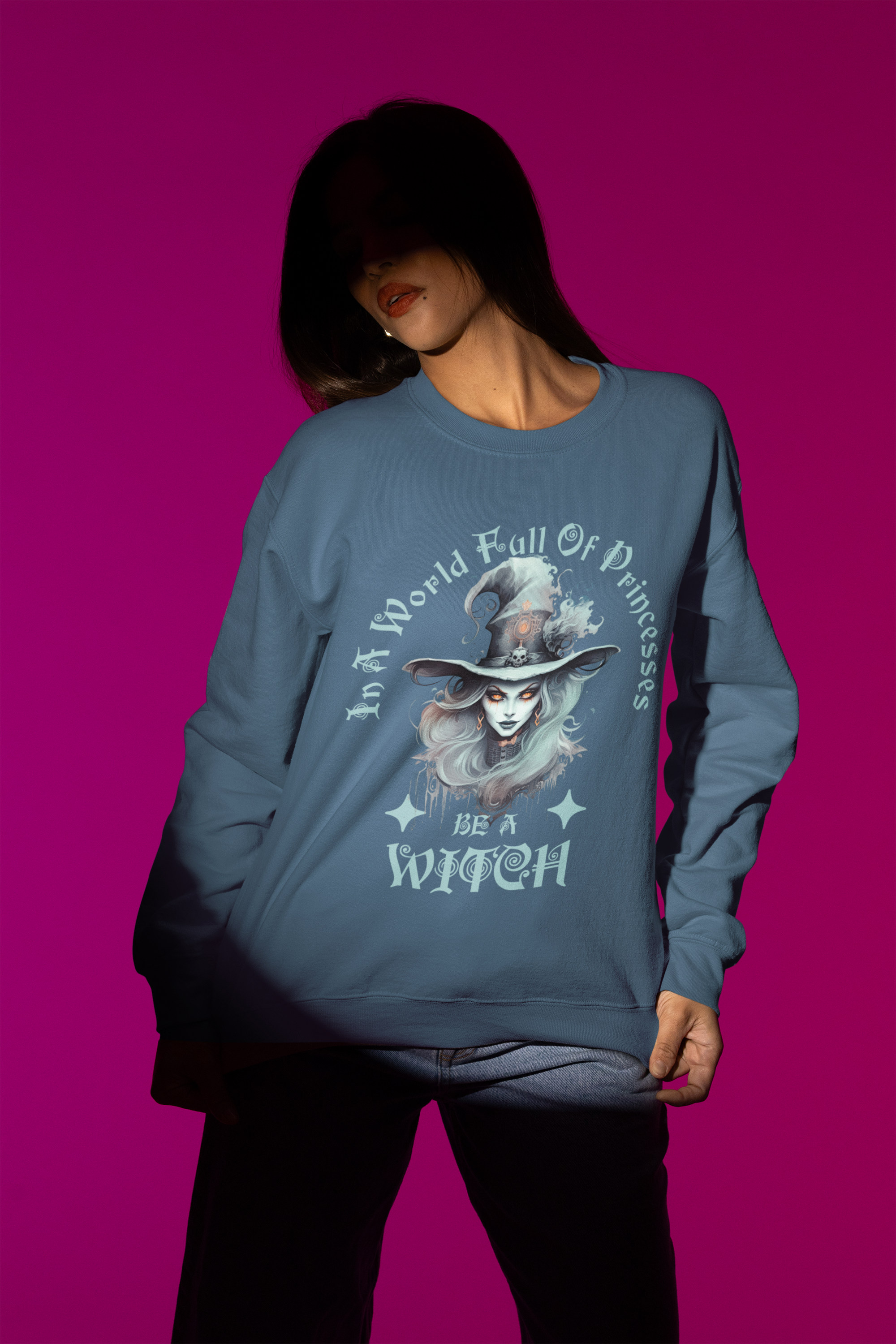 Witchy Crewneck Sweatshirt - Spooky Vibes, Gift for Witches, Halloween Apparel, Cozy Unisex Sweatshirt, Fun Fall Style