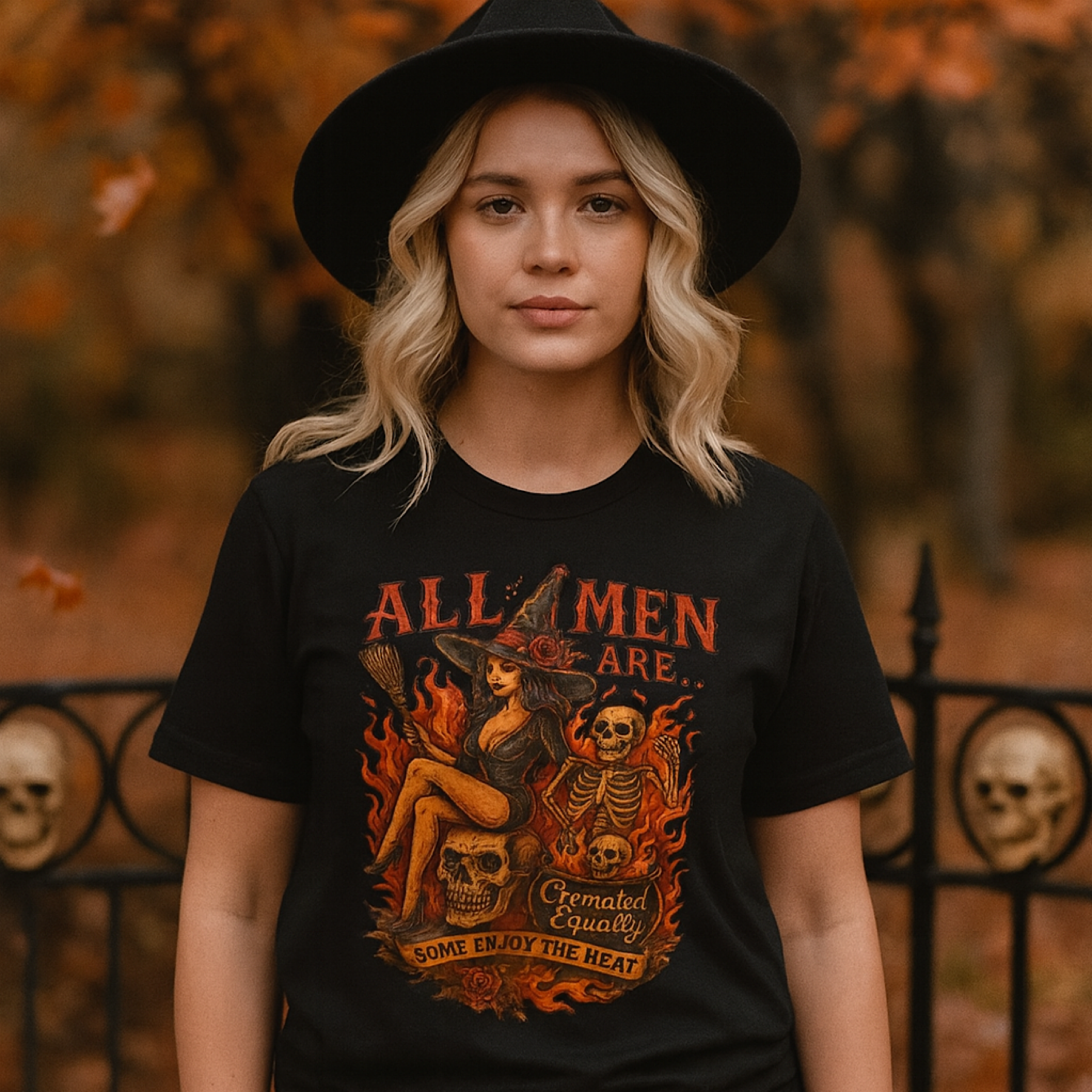 Halloween Witch Skeleton Shirt Woman's  Creepy  Tee | Spooky Gothic t-shirt