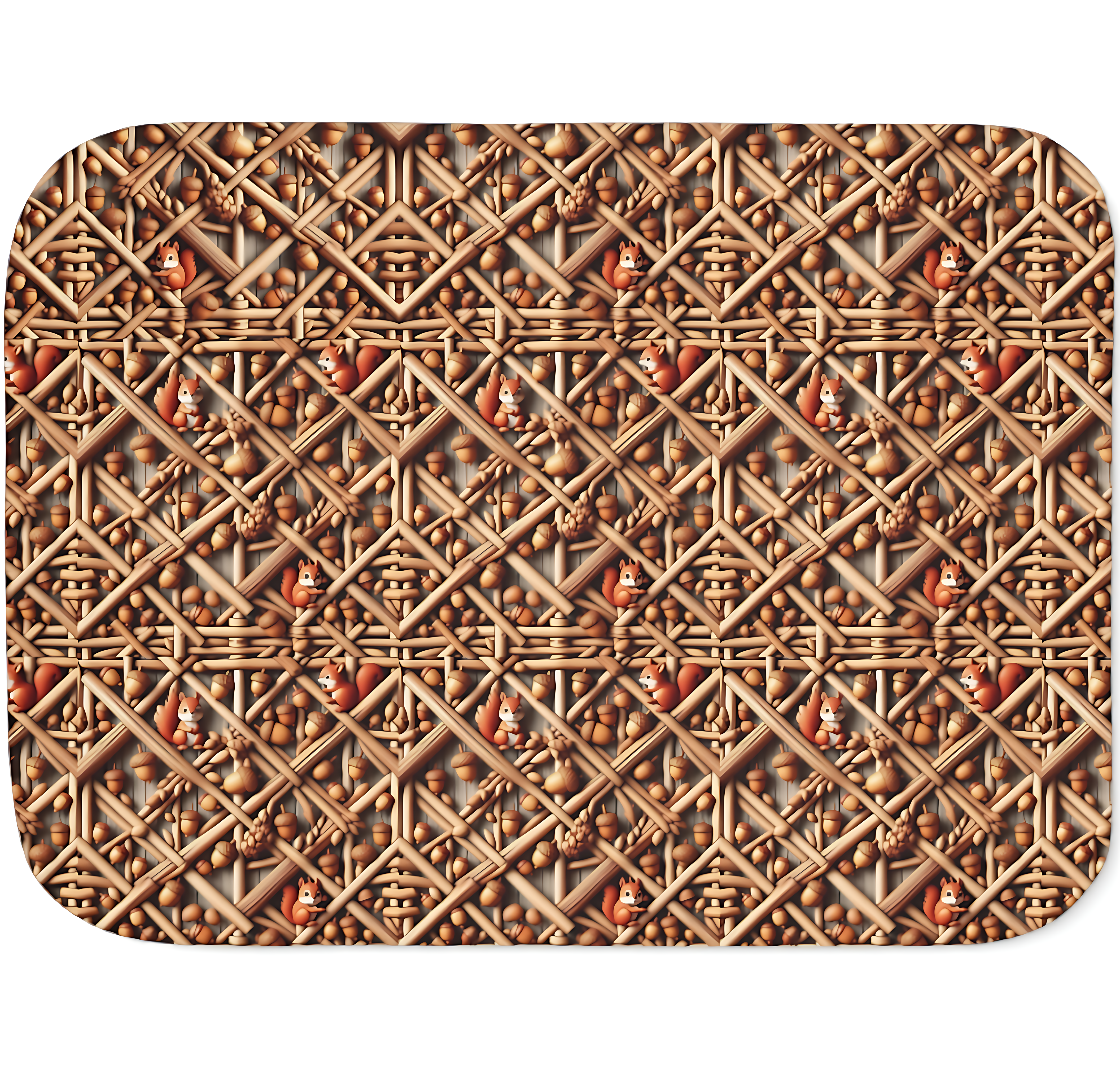 Sherpa Blanket, Acorns &amp; Squirrels with a wood sculpted feel!