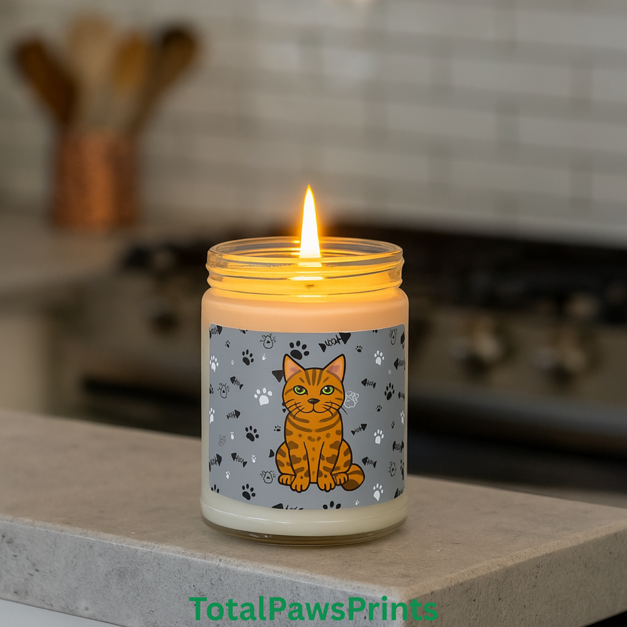 Bengal Paw Print Soy Candle 🐾 – Custom Pet Lover Gift, Cozy Aromatherapy Décor product thumbnail image