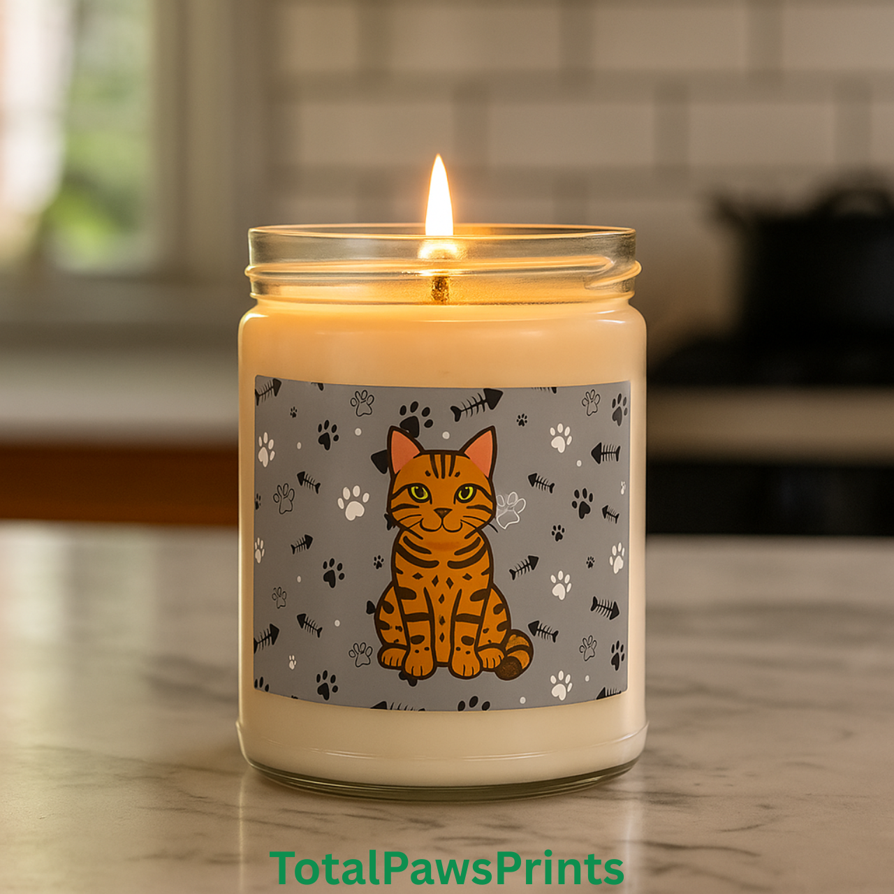Bengal Paw Print Soy Candle 🐾 – Custom Pet Lover Gift, Cozy Aromatherapy Décor product thumbnail image