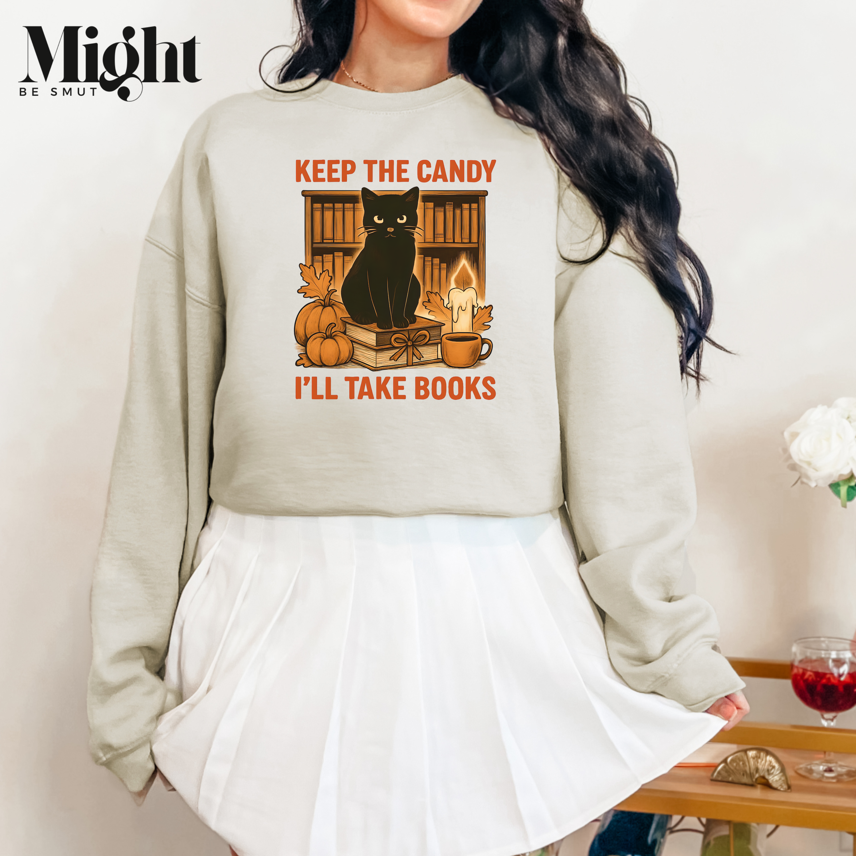 Crewneck Sweatshirt - Black Cat Keep The Candy I'll Take Books Bookish Halloween product thumbnail image Crewneck Sweatshirt - Black Cat Keep The Candy I'll Take Books Bookish Halloween product thumbnail image