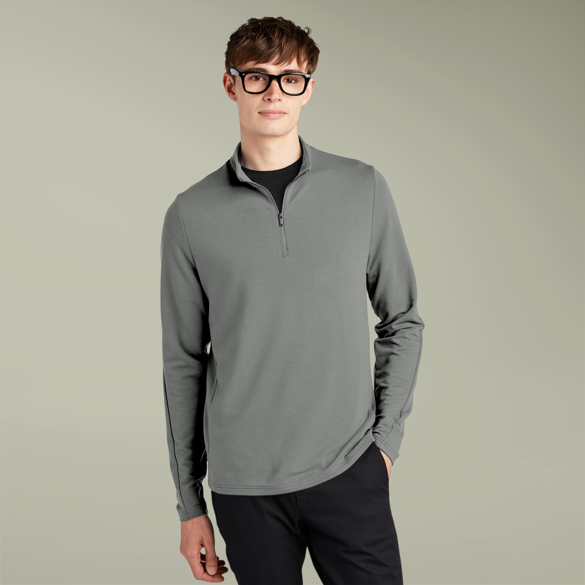Embroidered Unisex Stretch Quarter-Zip Pullover product thumbnail image Embroidered Unisex Stretch Quarter-Zip Pullover product thumbnail image
