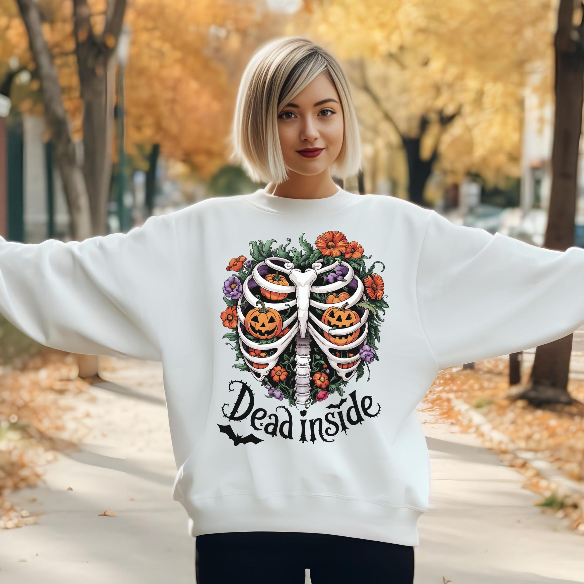Dead Inside Skeleton Ribcage Sweatshirt product thumbnail image