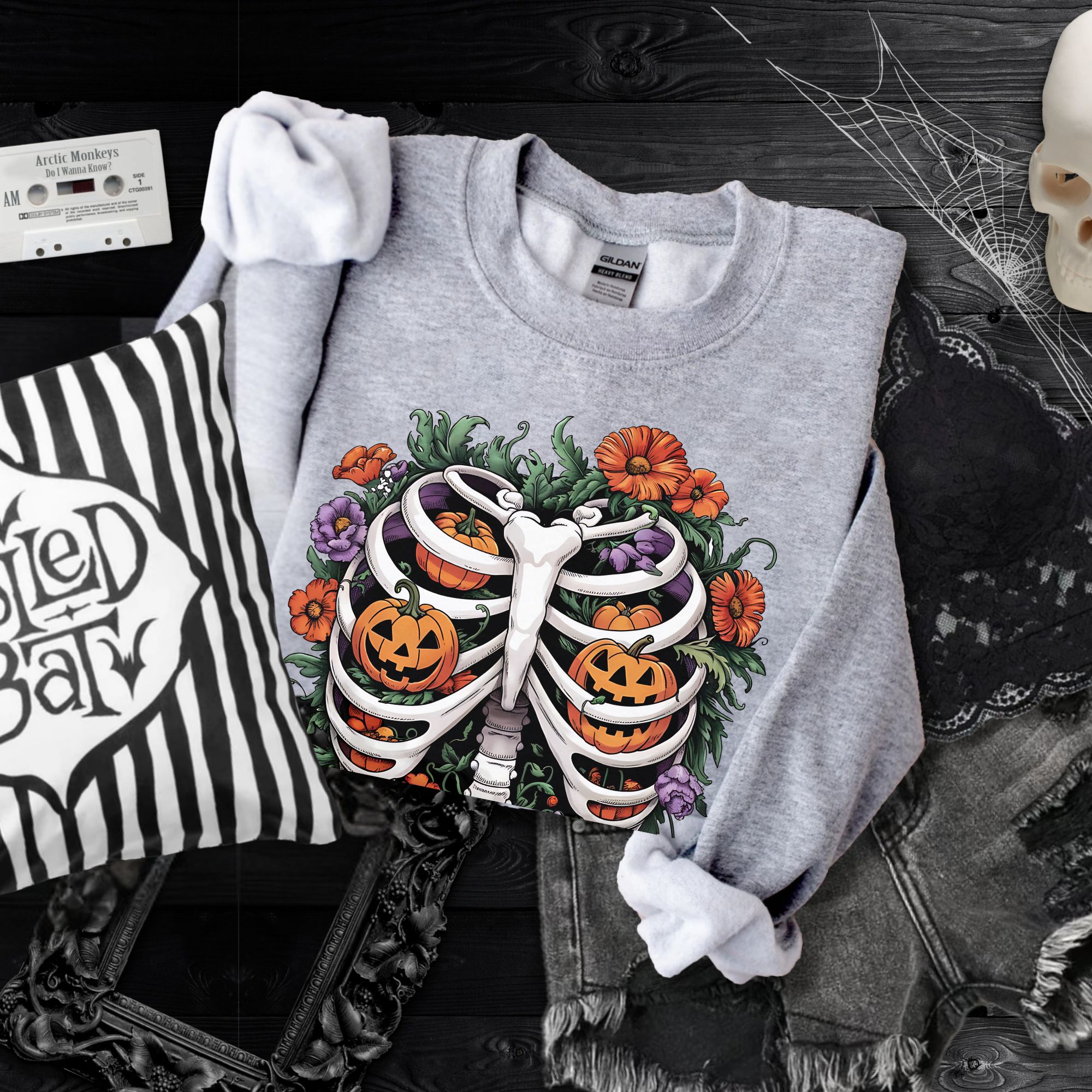 Dead Inside Skeleton Ribcage Sweatshirt product thumbnail image