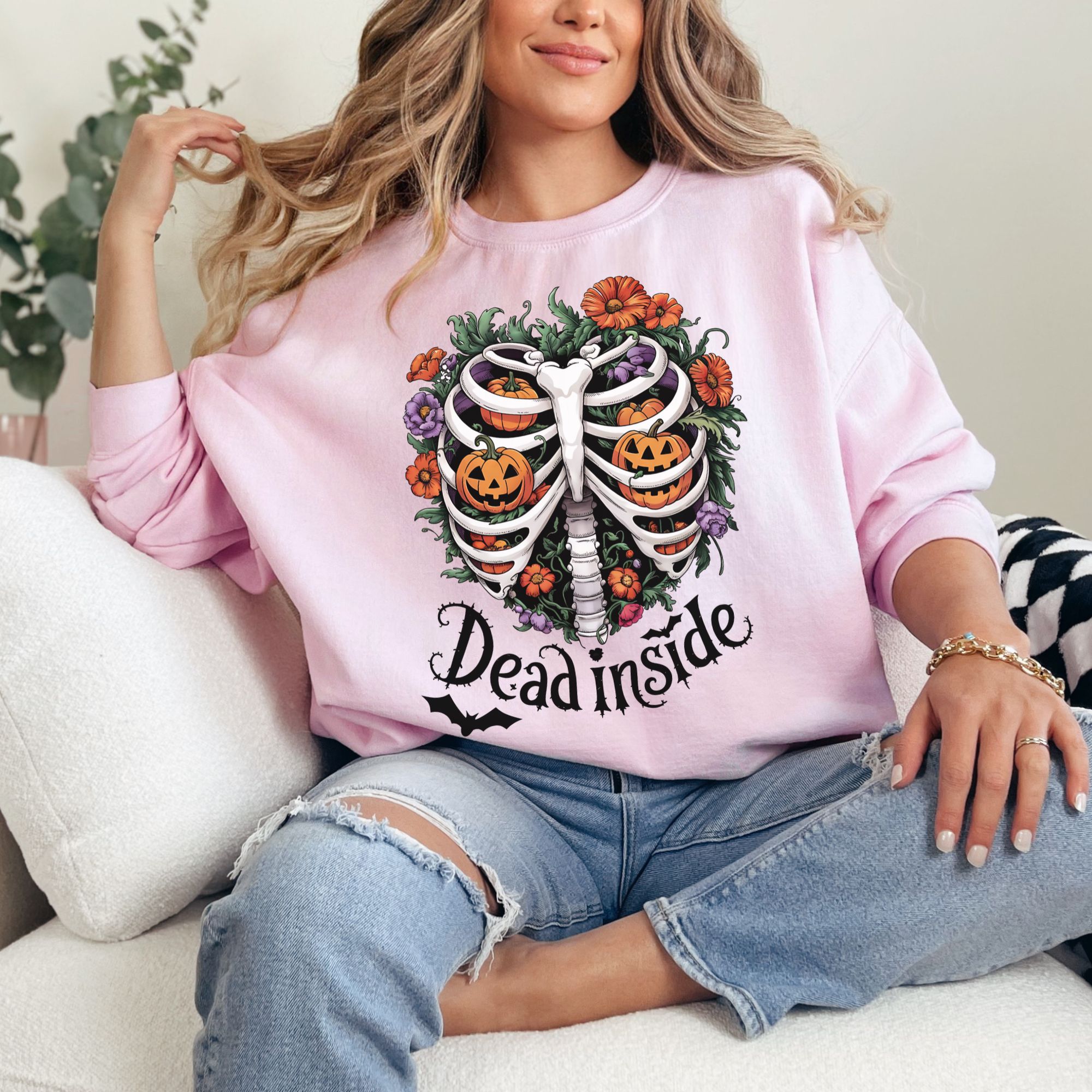 Dead Inside Skeleton Ribcage Sweatshirt product thumbnail image
