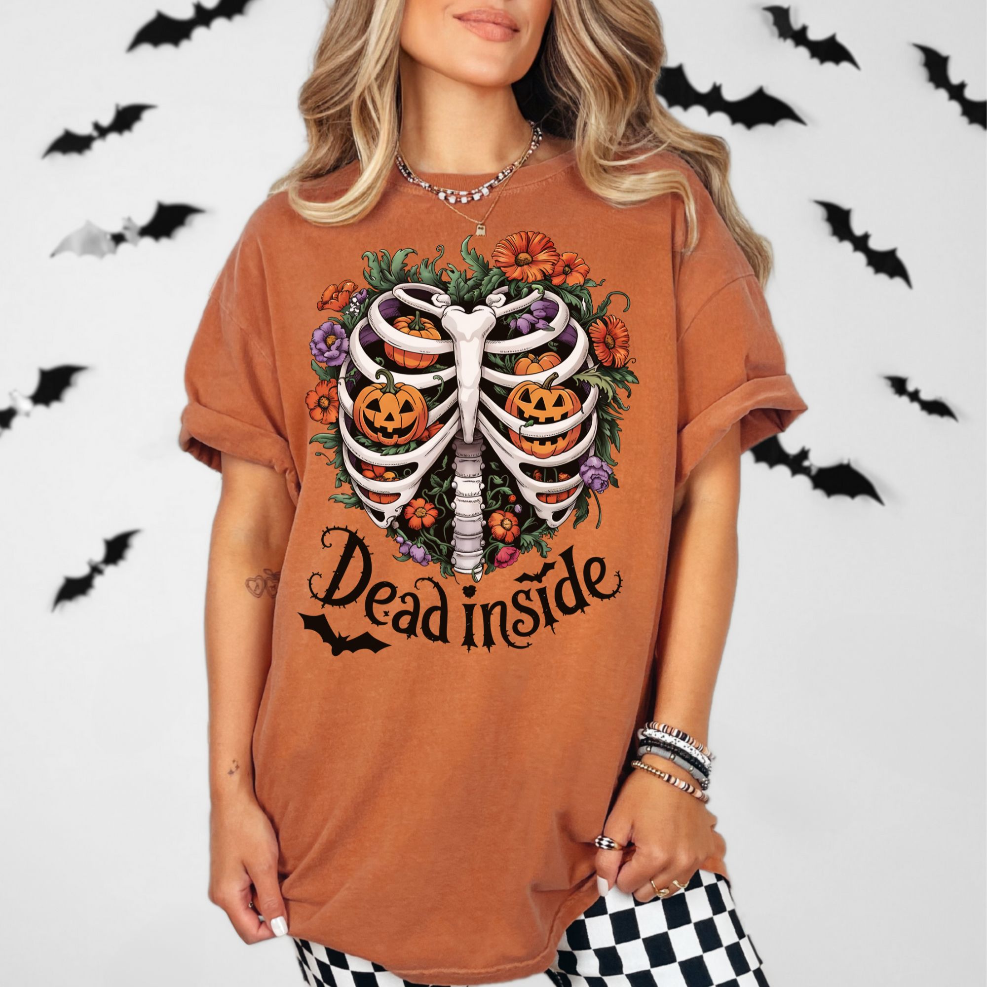 Dead Inside Skeleton ribcage T-shirt product thumbnail image