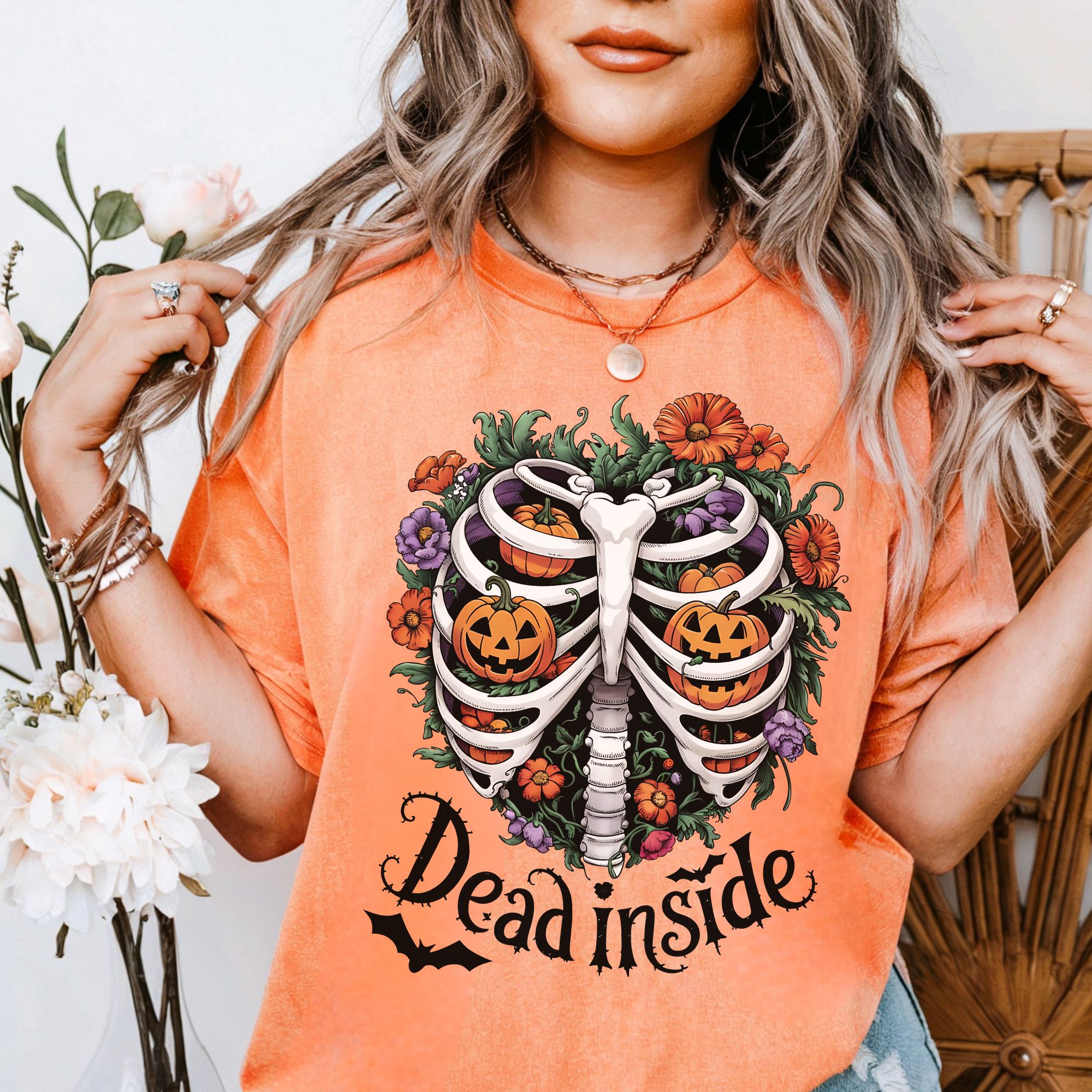 Dead Inside Skeleton ribcage T-shirt product thumbnail image