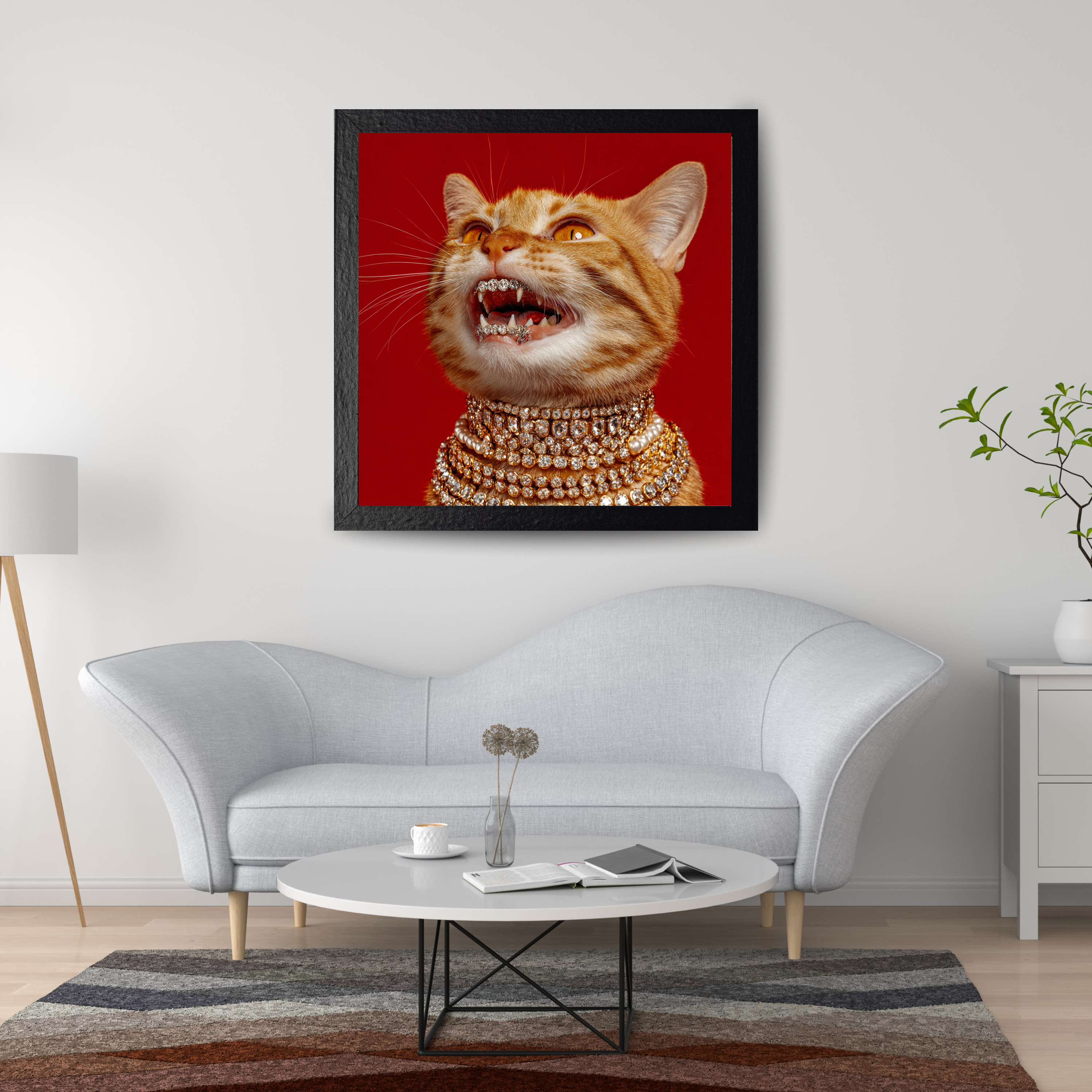Luxury Cat Art Poster, Glamorous Cat Wall Decor, Unique Gift for Cat Lovers, Trendy Home Decor, Fun Art for Animal Lovers product thumbnail image
