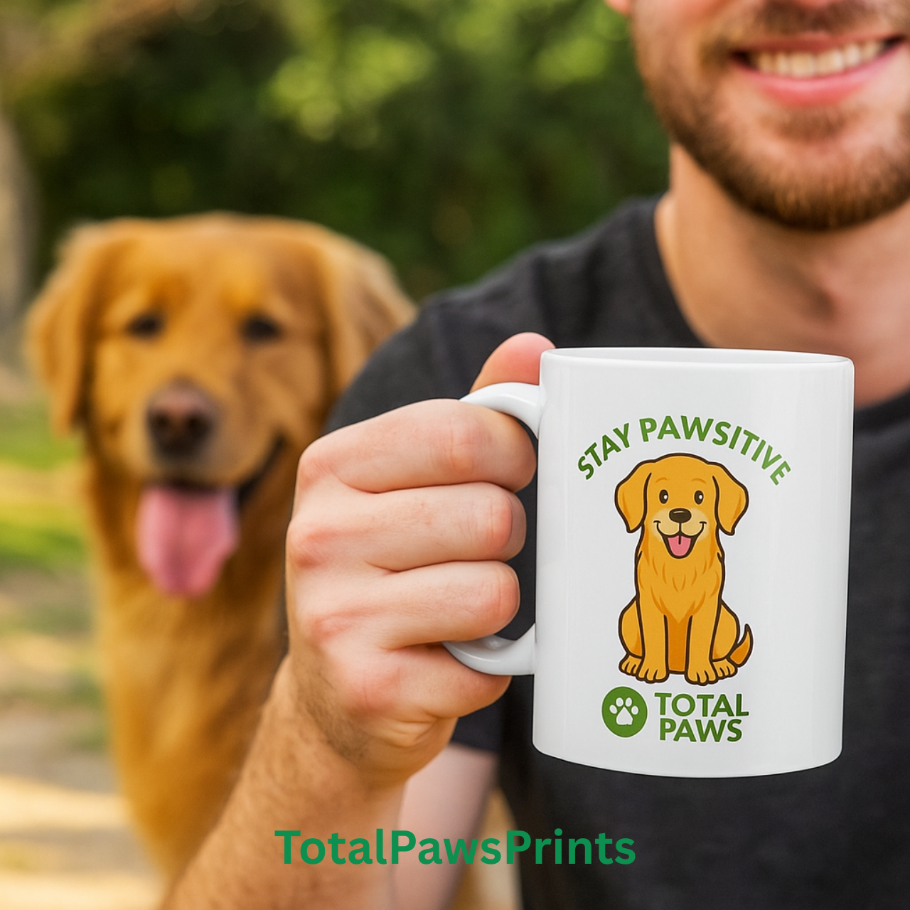 🐾 Stay Pawsitive – Golden Retriever Edition Mug (11 oz / 15 oz) product thumbnail image 🐾 Stay Pawsitive – Golden Retriever Edition Mug (11 oz / 15 oz) product thumbnail image