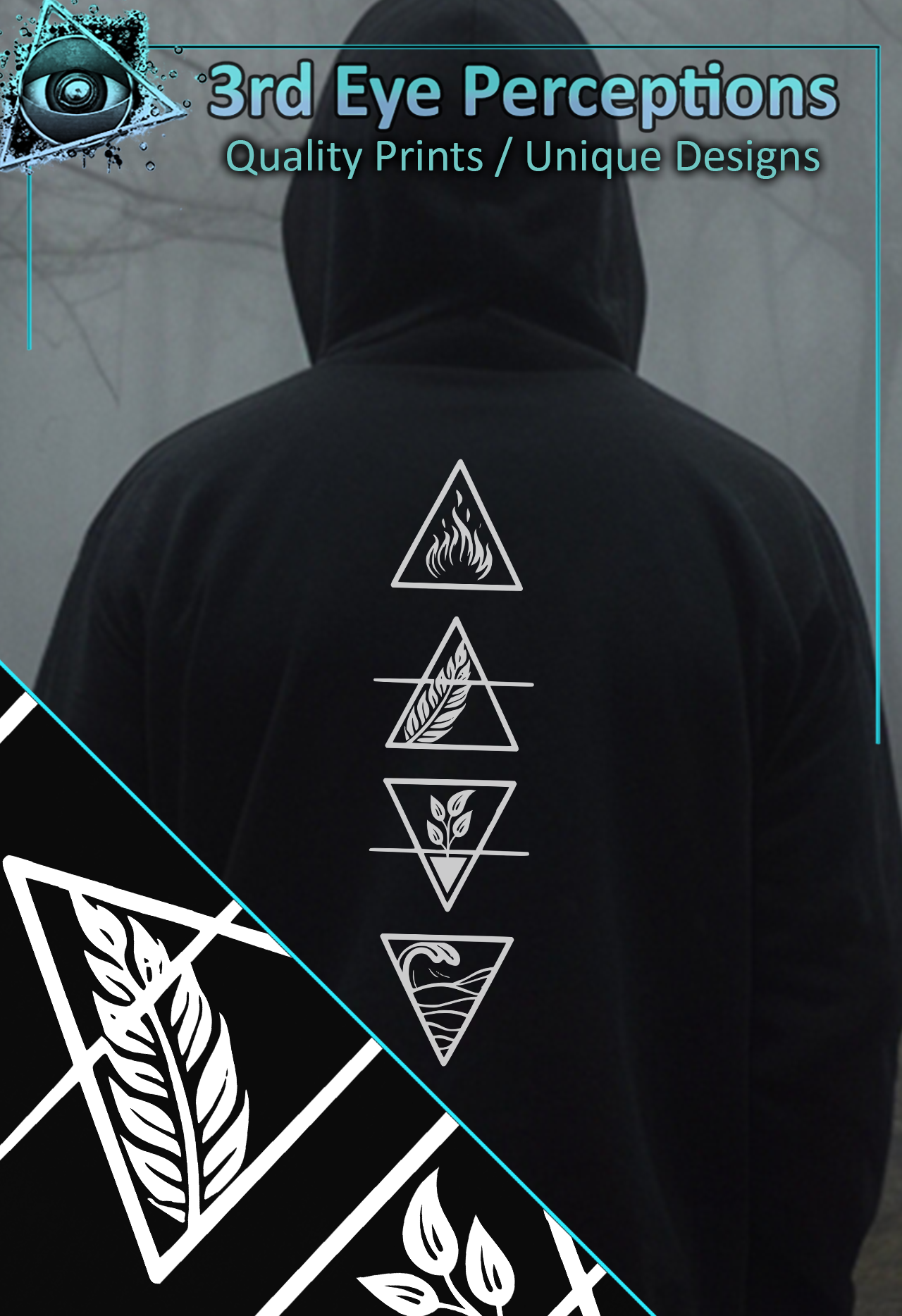 Vintage Elemental Pagan Witch Symbols Triangle Design White Back Print ( Unisex Heavy Blend™ Hooded ) Vintage Elemental Pagan Witch Symbols Triangle Design White Back Print ( Unisex Heavy Blend™ Hooded )
