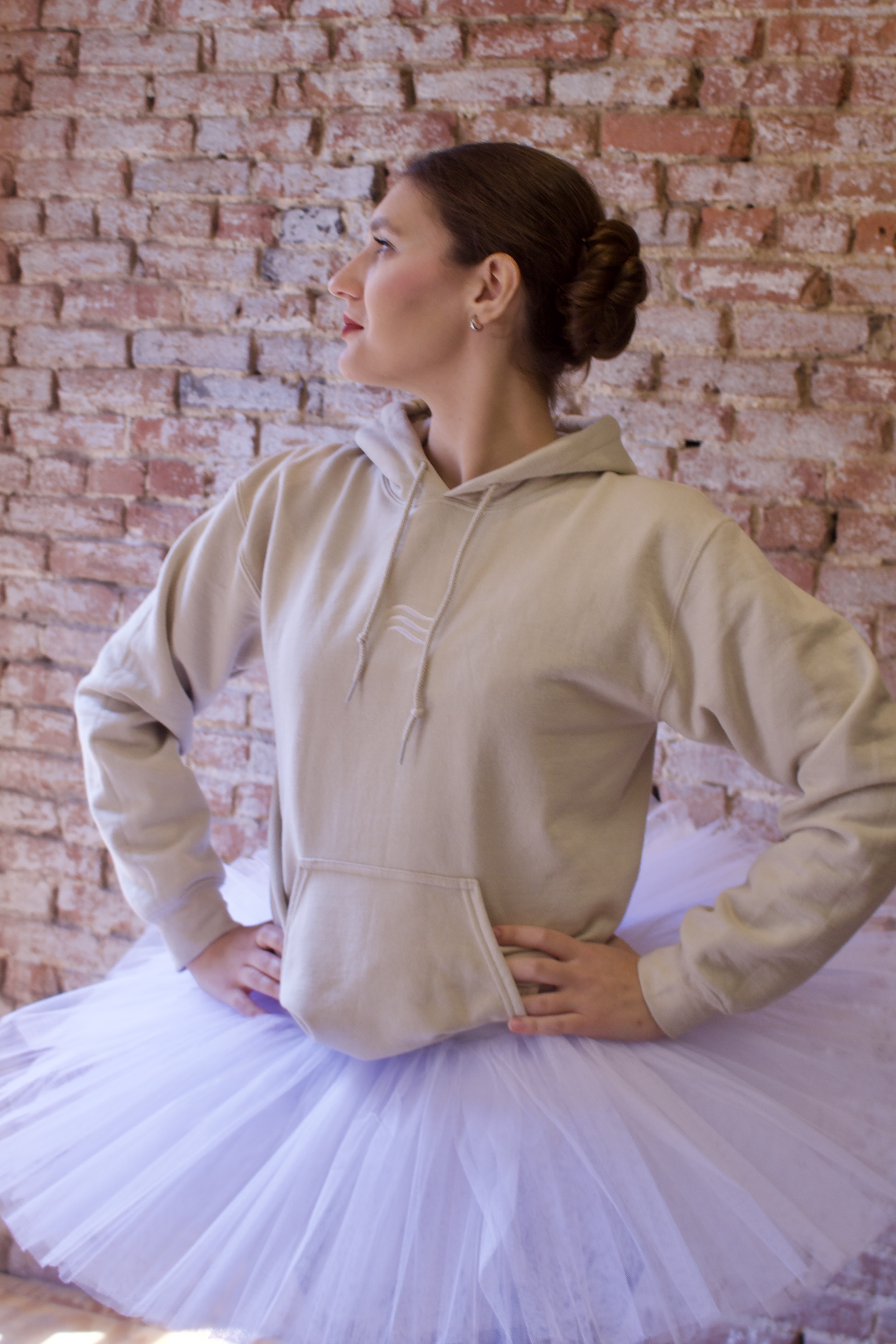 Embroidered Minimalist Beige Unisex Heavy Blend™ Hooded Sweatshirt product thumbnail image