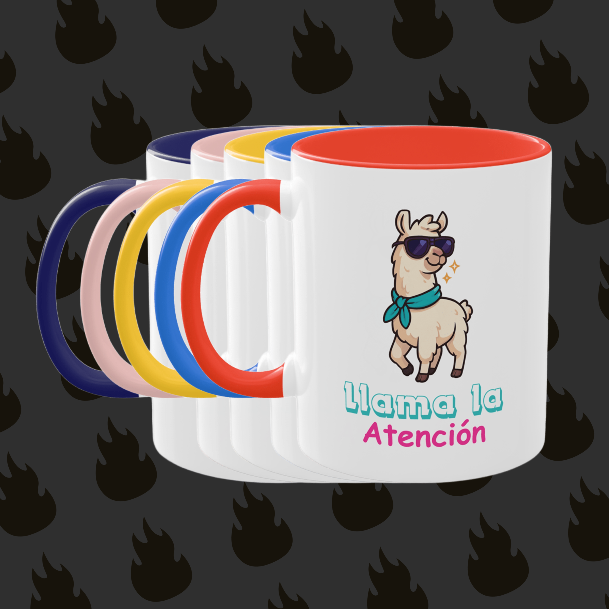Taza “Llama la atención” – Diseño divertido de llama con gafas, colorida y duradera (11oz)