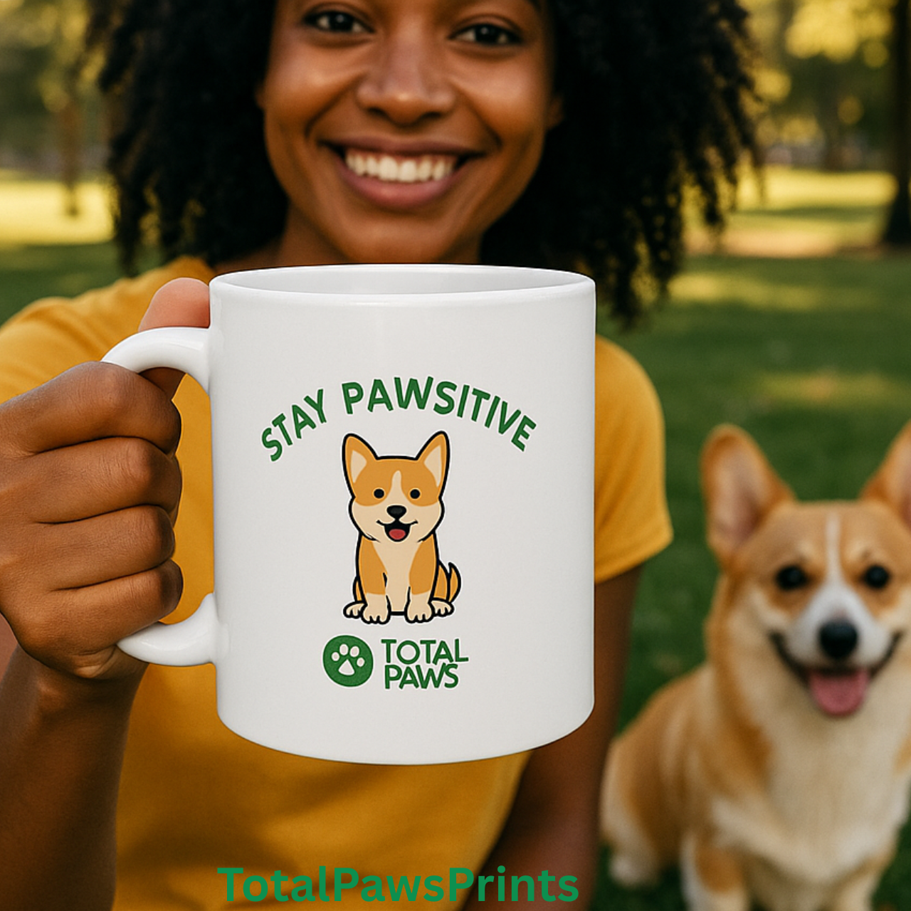  🐾Stay Pawsitive – Corgi Edition Mug (11 oz / 15 oz)  product thumbnail image