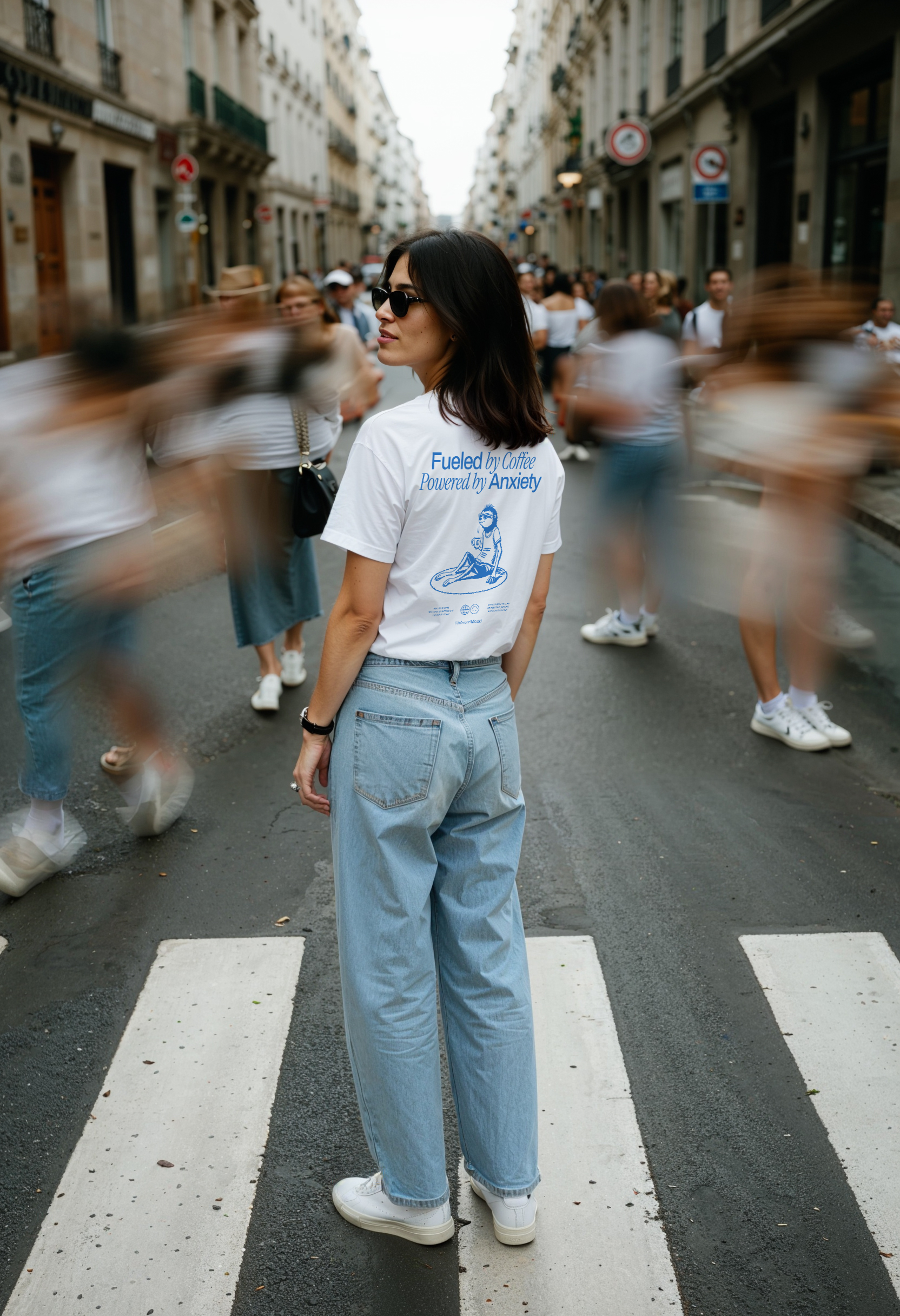 Fueled by Coffee, Powered by Anxiety Unisex T-shirt | Front &amp; back print product thumbnail image