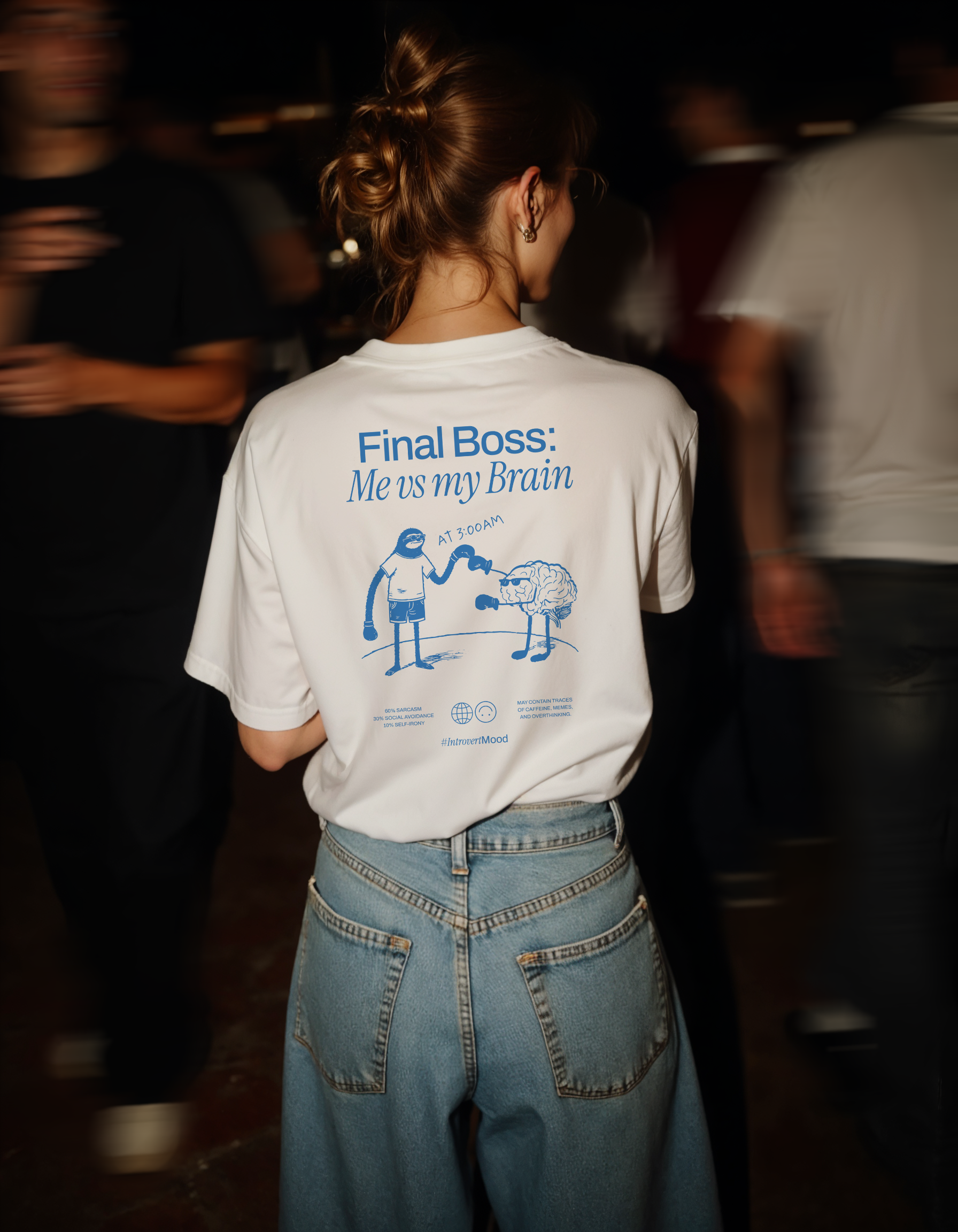 Final Boss: Me vs my Brain at 3:00AM | Unisex T-shirt | Front & back print product thumbnail image Final Boss: Me vs my Brain at 3:00AM | Unisex T-shirt | Front & back print product thumbnail image