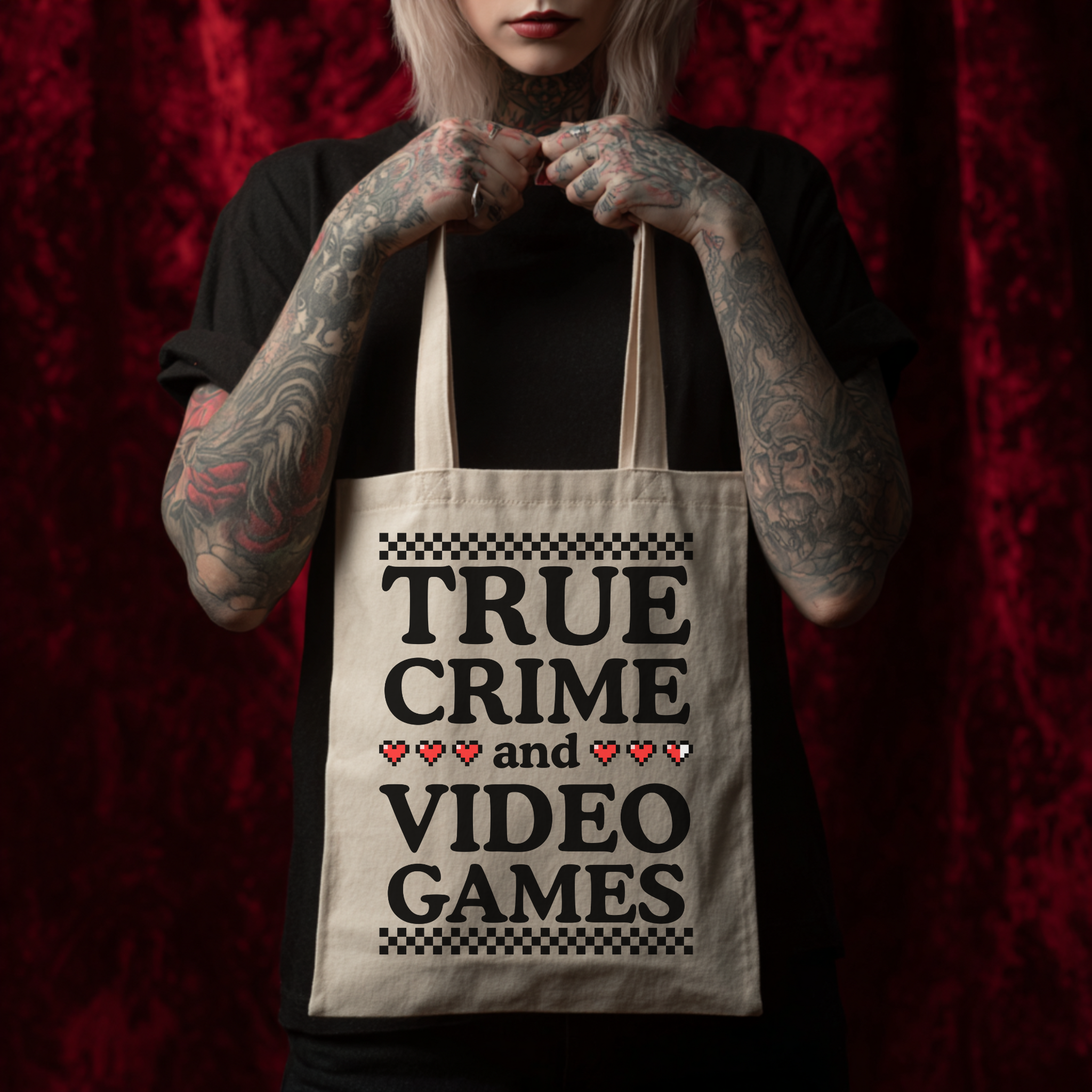 True Crime & Video Games Tote Bag product thumbnail image True Crime & Video Games Tote Bag product thumbnail image