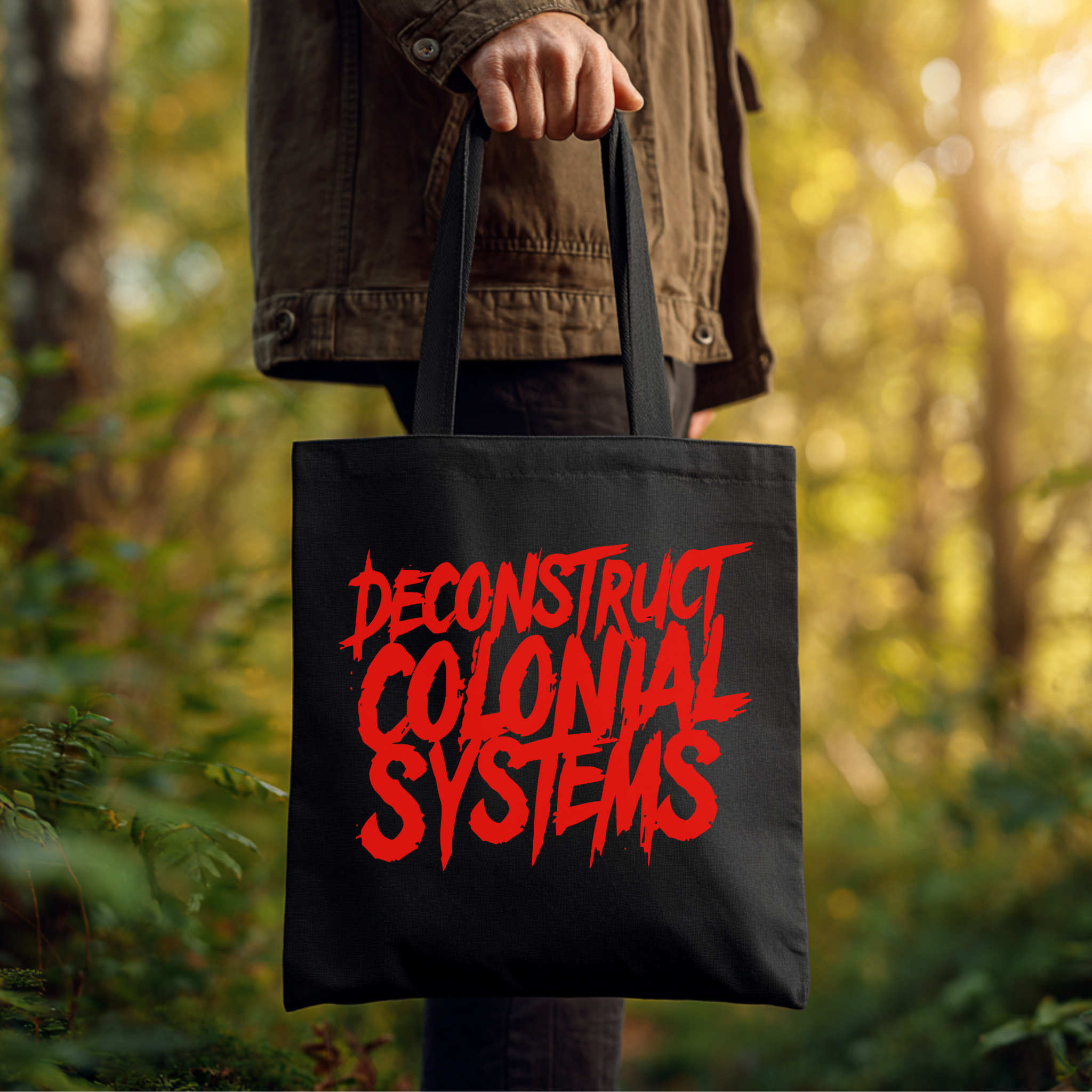 Deconstruct Colonial Systems Tote Bag