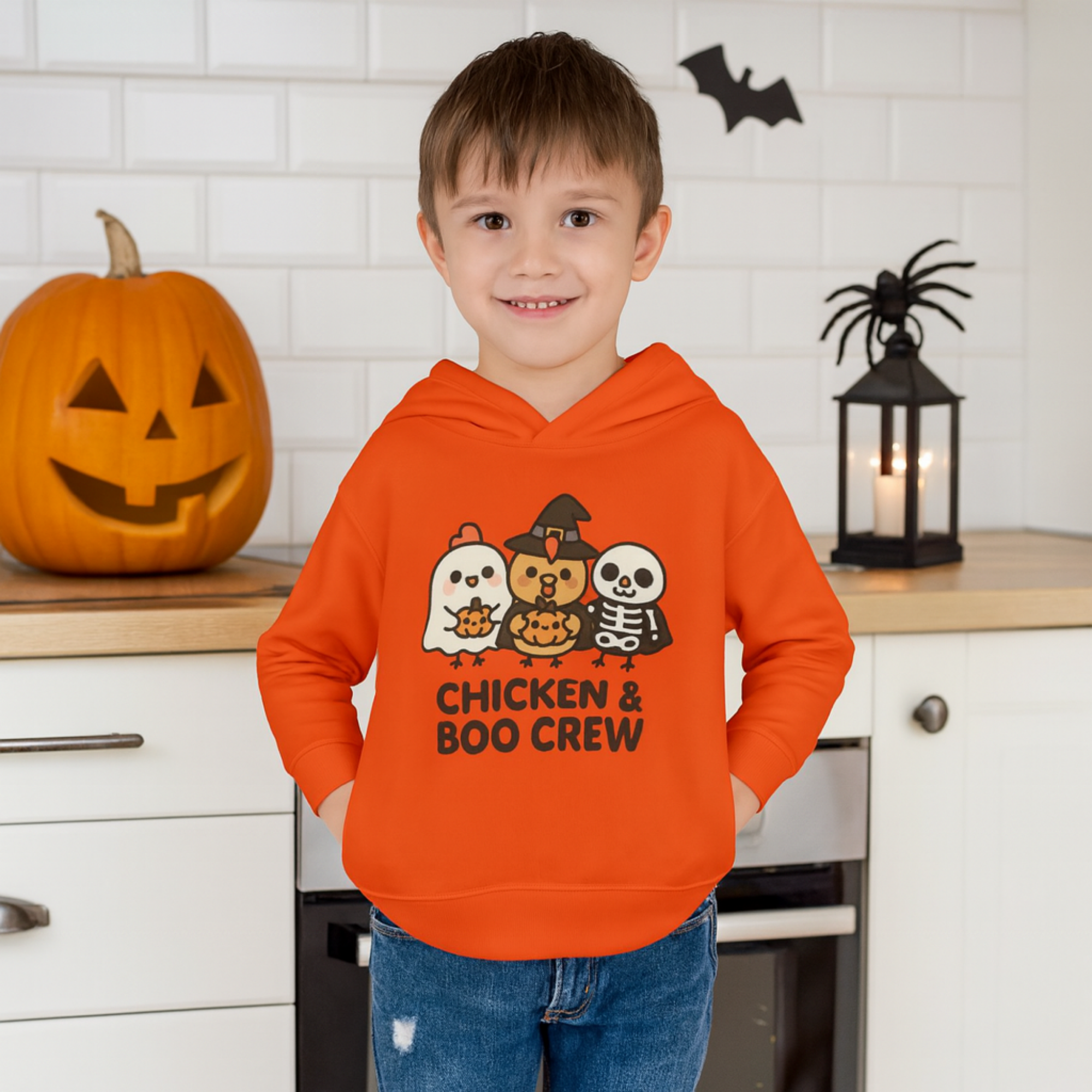 Chicken And Boo Crew Toddler Hoodie | Cute Halloween Kids Sweatshirt | Trick or Treat Ghost Witch Skeleton product thumbnail image Chicken And Boo Crew Toddler Hoodie | Cute Halloween Kids Sweatshirt | Trick or Treat Ghost Witch Skeleton product thumbnail image