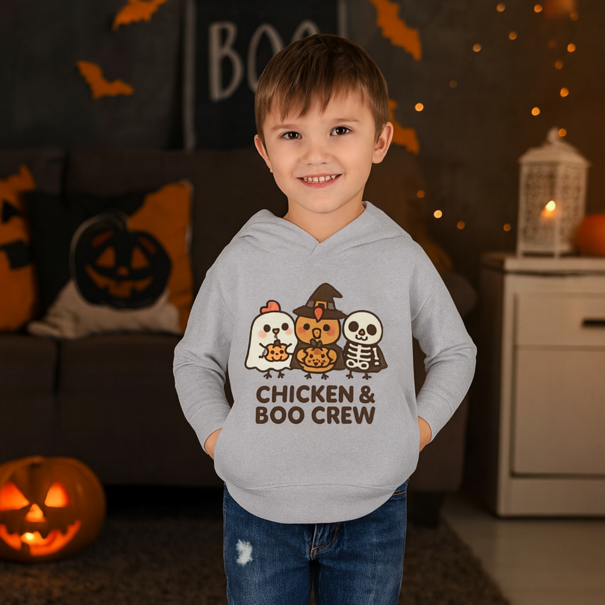 Chicken And Boo Crew Toddler Hoodie | Cute Halloween Kids Sweatshirt | Trick or Treat Ghost Witch Skeleton product thumbnail image Chicken And Boo Crew Toddler Hoodie | Cute Halloween Kids Sweatshirt | Trick or Treat Ghost Witch Skeleton product thumbnail image