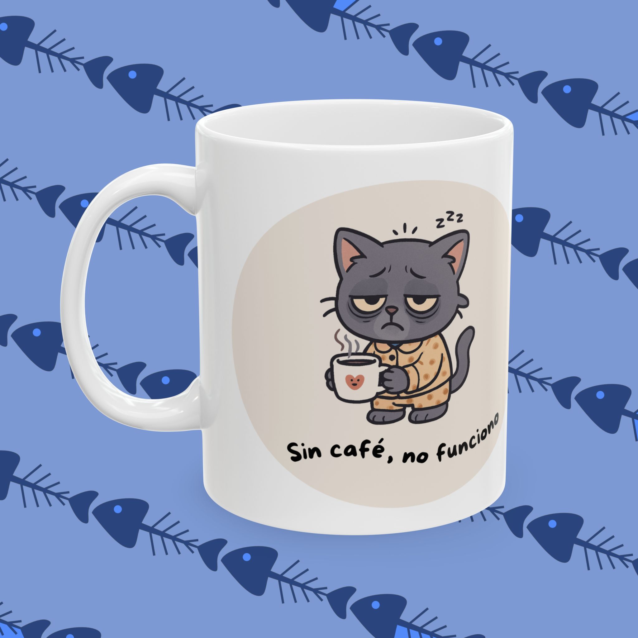 Taza Gato Gris “Sin café, no funciono” – Divertida, kawaii y de alta calidad (11oz/15oz) product thumbnail image Taza Gato Gris “Sin café, no funciono” – Divertida, kawaii y de alta calidad (11oz/15oz) product thumbnail image