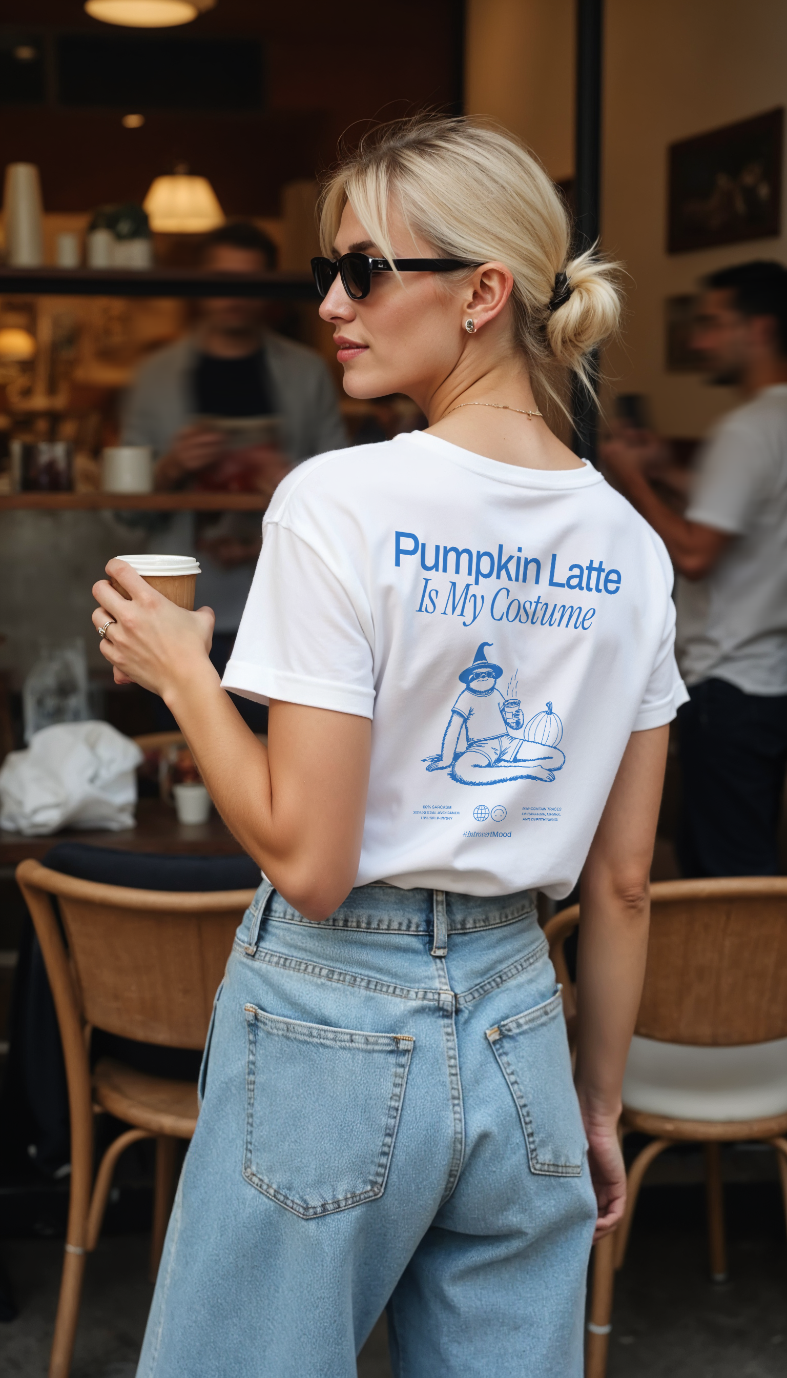 Pumpkin Latte is my Costume | Halloween Unisex T-shirt | Front & back print product thumbnail image Pumpkin Latte is my Costume | Halloween Unisex T-shirt | Front & back print product thumbnail image