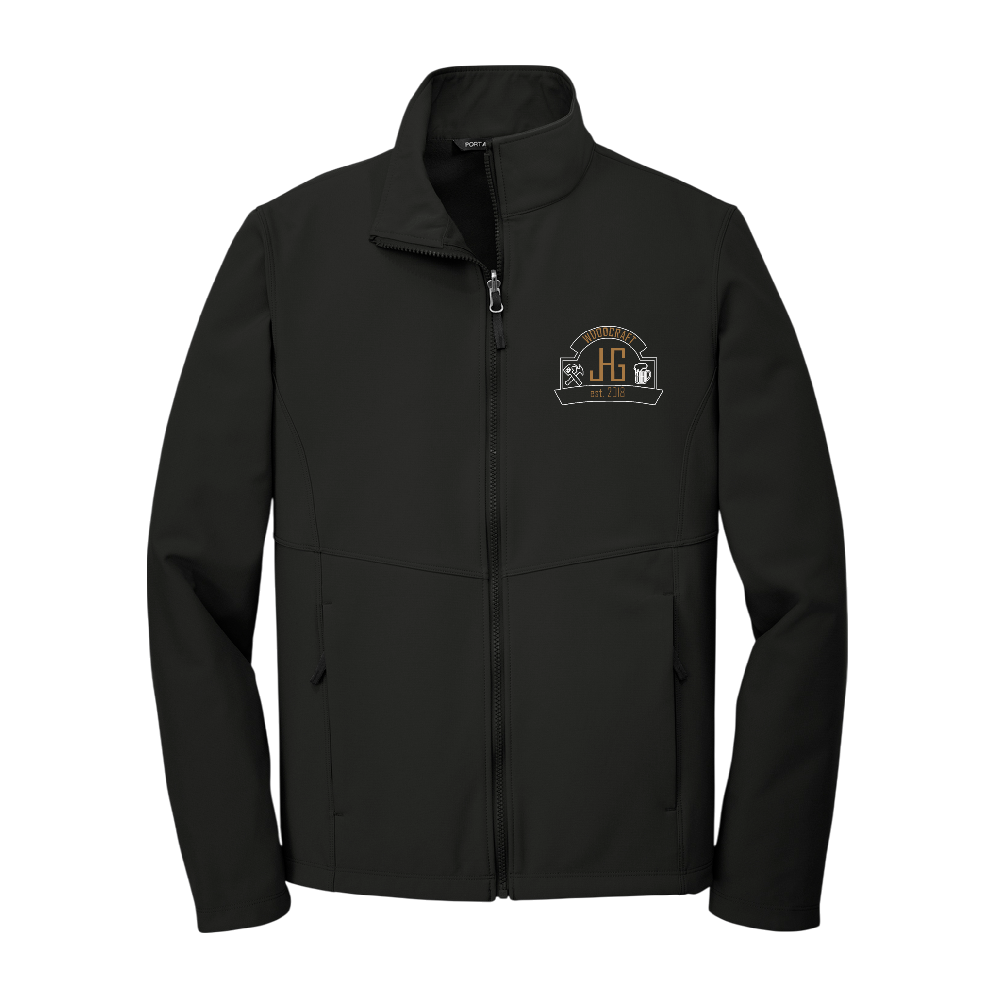 Men's Soft Shell Jacket, Stylish Outerwear, Perfect for Outdoor Activities, Ideal for Gifting, Casual and Sporty Wear sporting the JHG logo