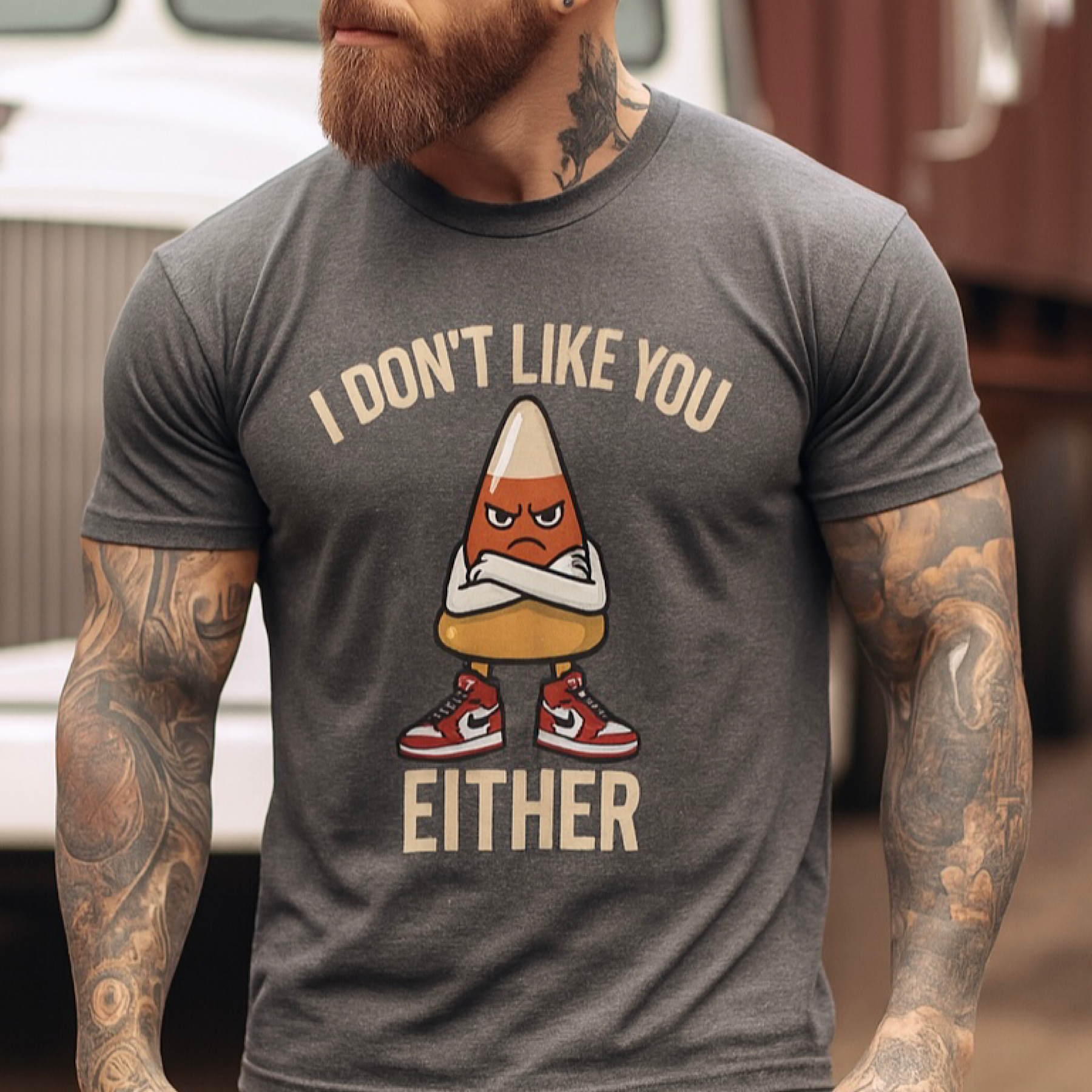 Halloween Angry Candy Corn T Shirt | I Don’t Like You Either | Spooky Fall Shirt