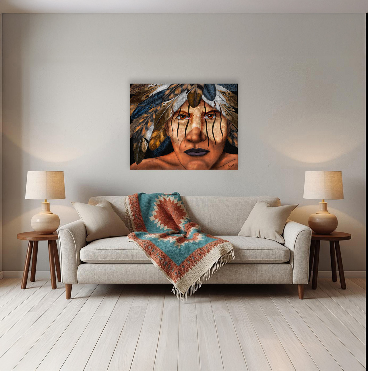 Ghost Dancer Canvas - Bold Native Portrait, Home Decor, Unique Art Piece, Gift for Collectors.