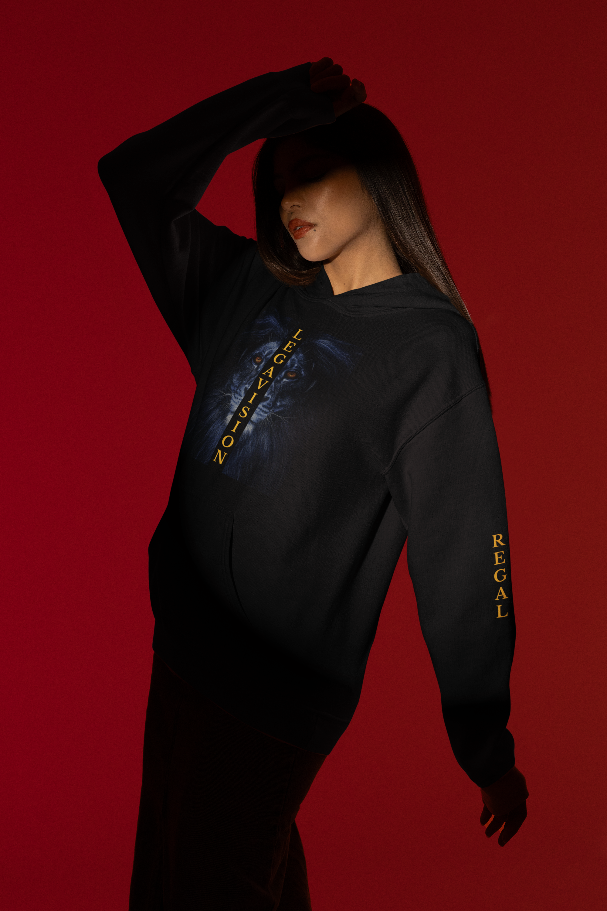 Legavision Lion Unisex Hooded Long Sleeve (White or Black) product thumbnail image Legavision Lion Unisex Hooded Long Sleeve (White or Black) product thumbnail image