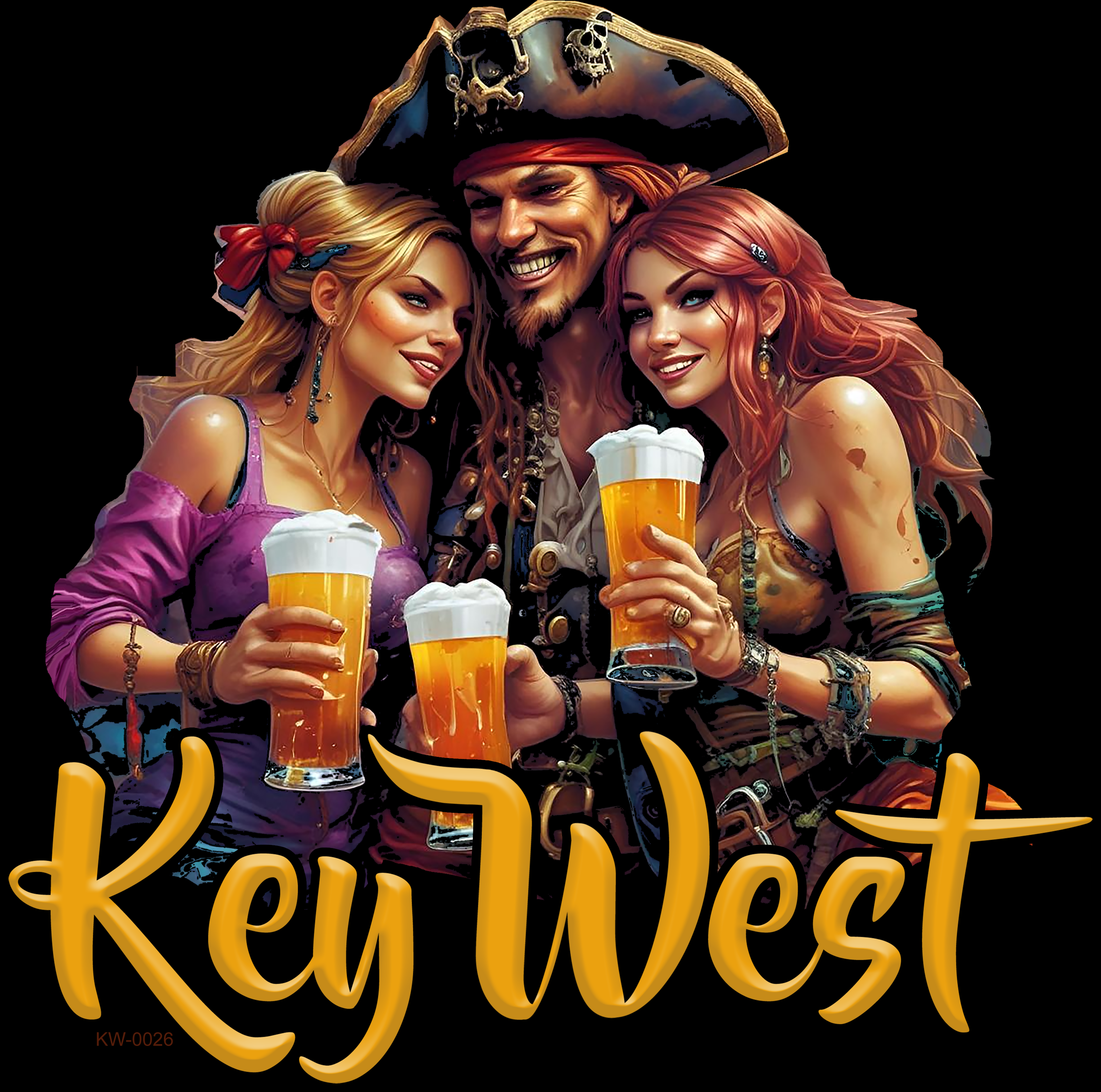 Key West Pirate Short-Sleeve T-Shirt, Fun Vacation Shirt, Beachwear, Summer Apparel, Gift for Travelers, Casual Outfit