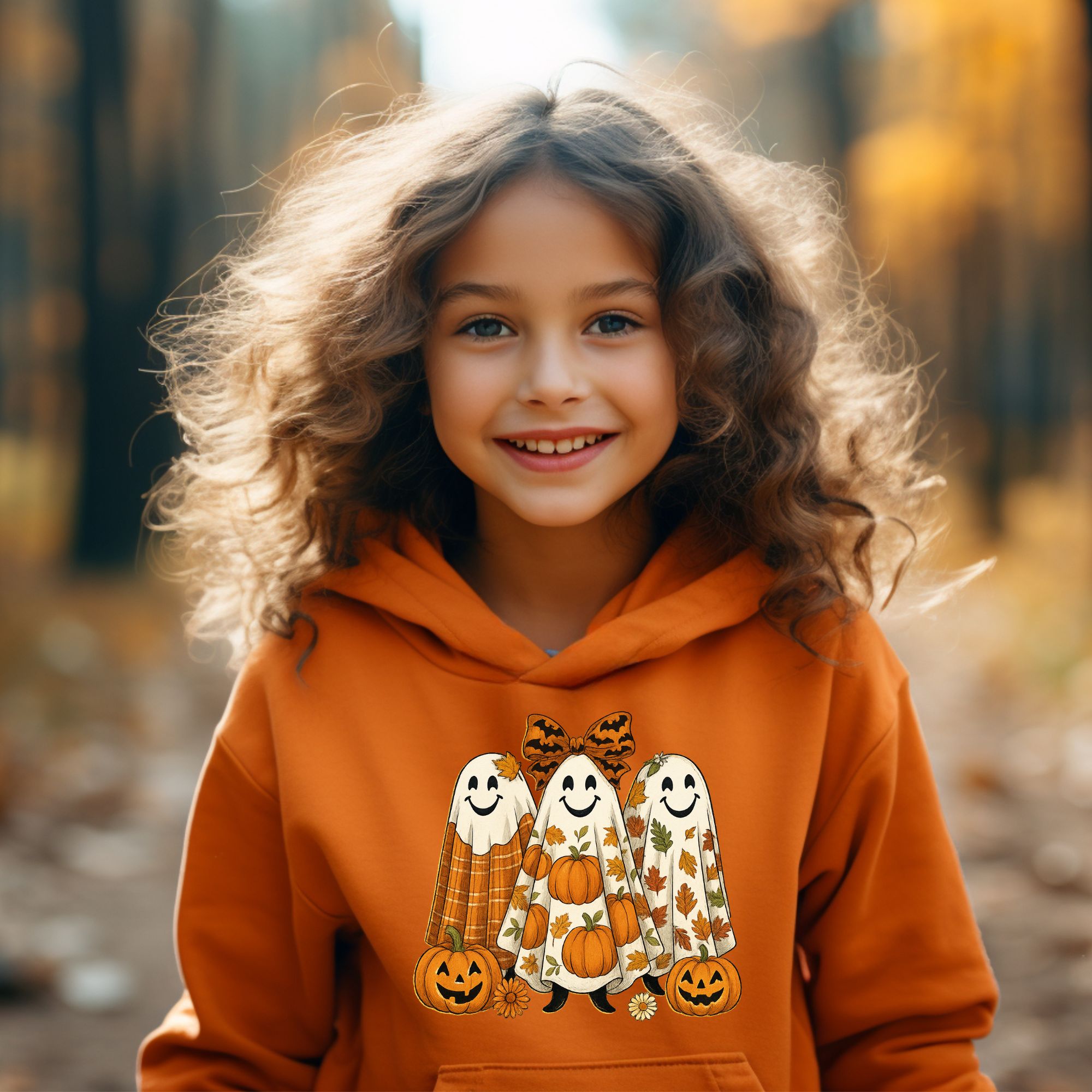 Happy Autumn Ghosts Youth Hoodie  product thumbnail image