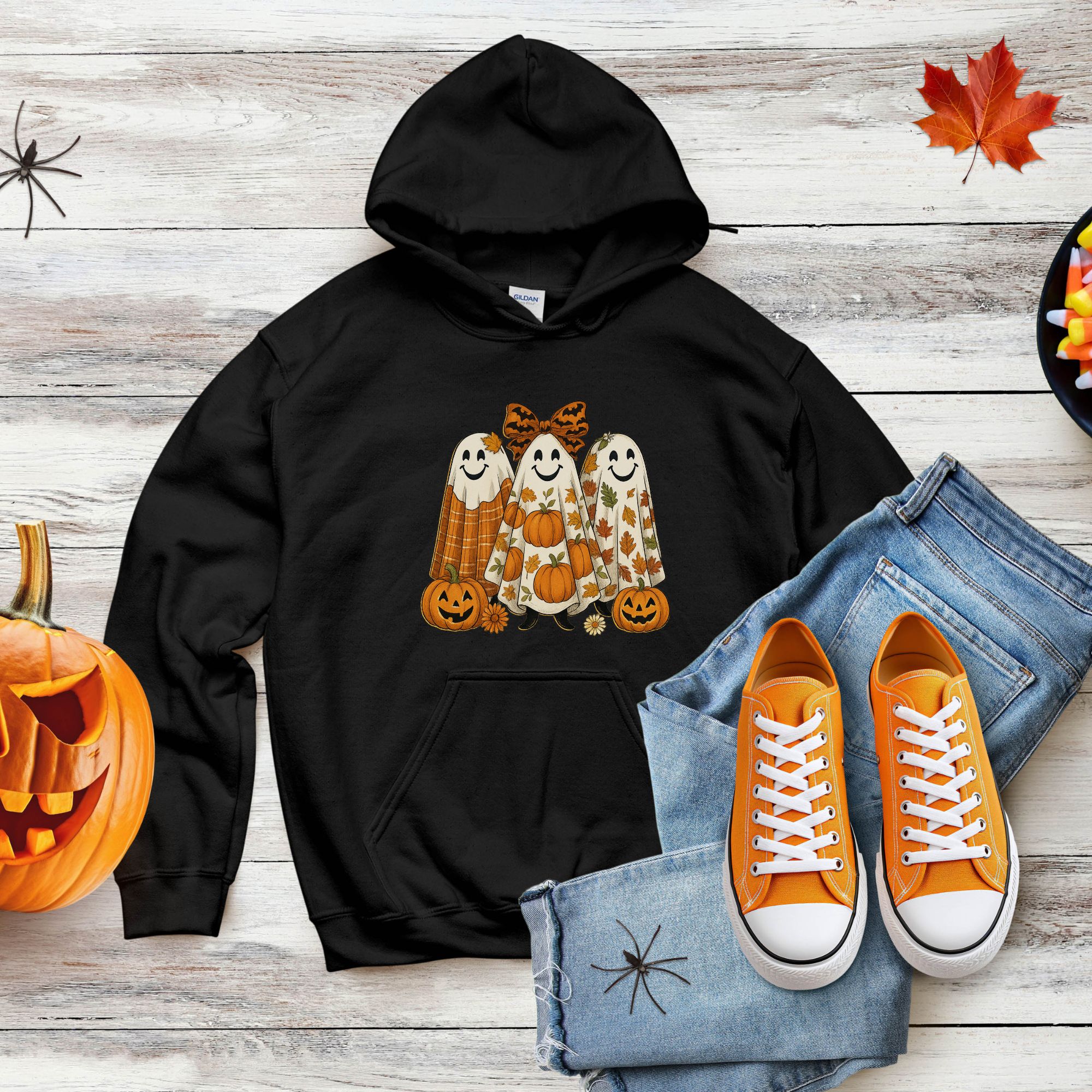 Happy Autumn Ghosts Youth Hoodie  product thumbnail image