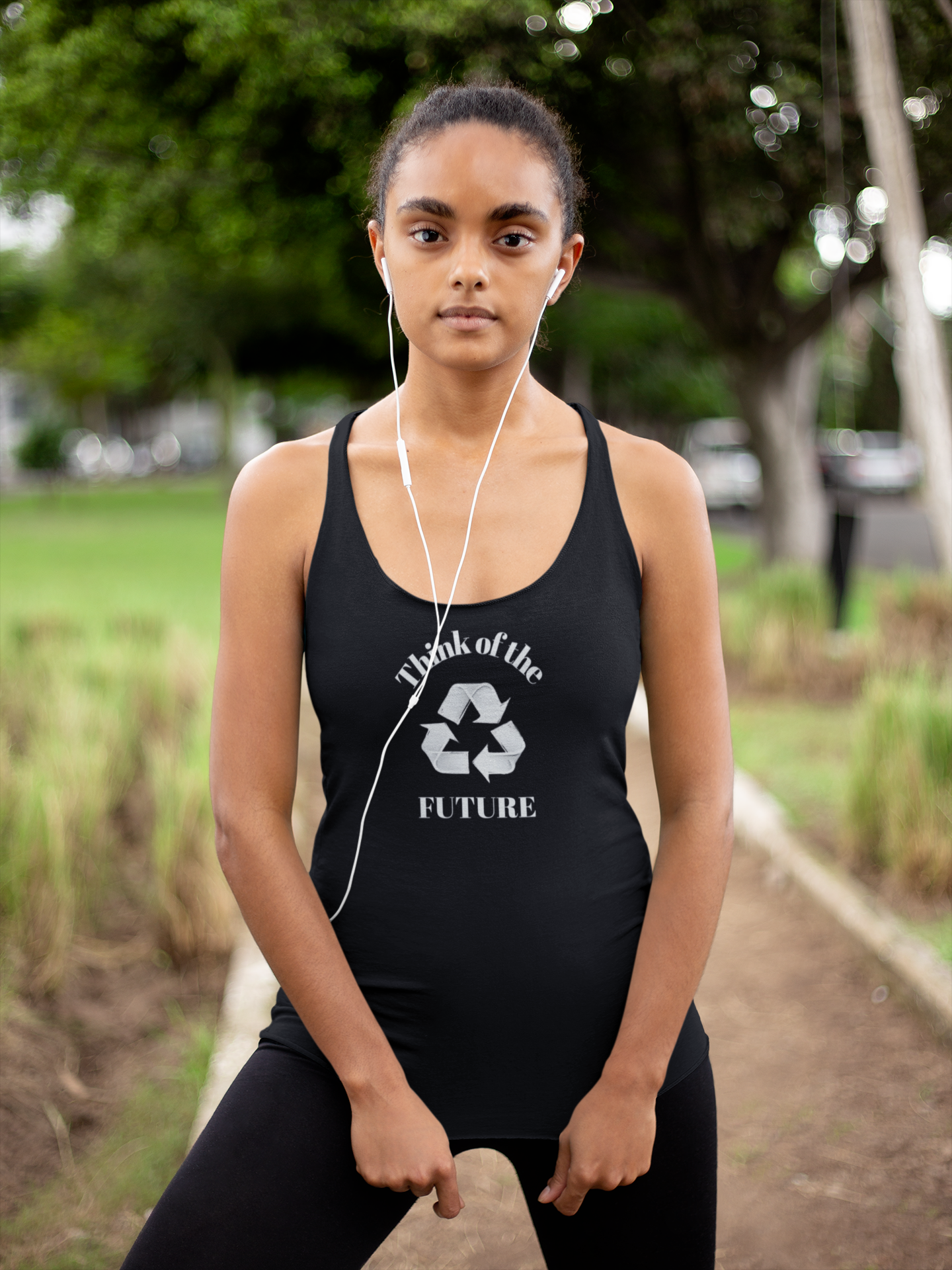 Eco-Friendly Women's Racerback Tank, Sustainable Fitness Top, Recycling Motivational Shirt, Environmental Awareness Apparel, Gift for [...] product thumbnail image
