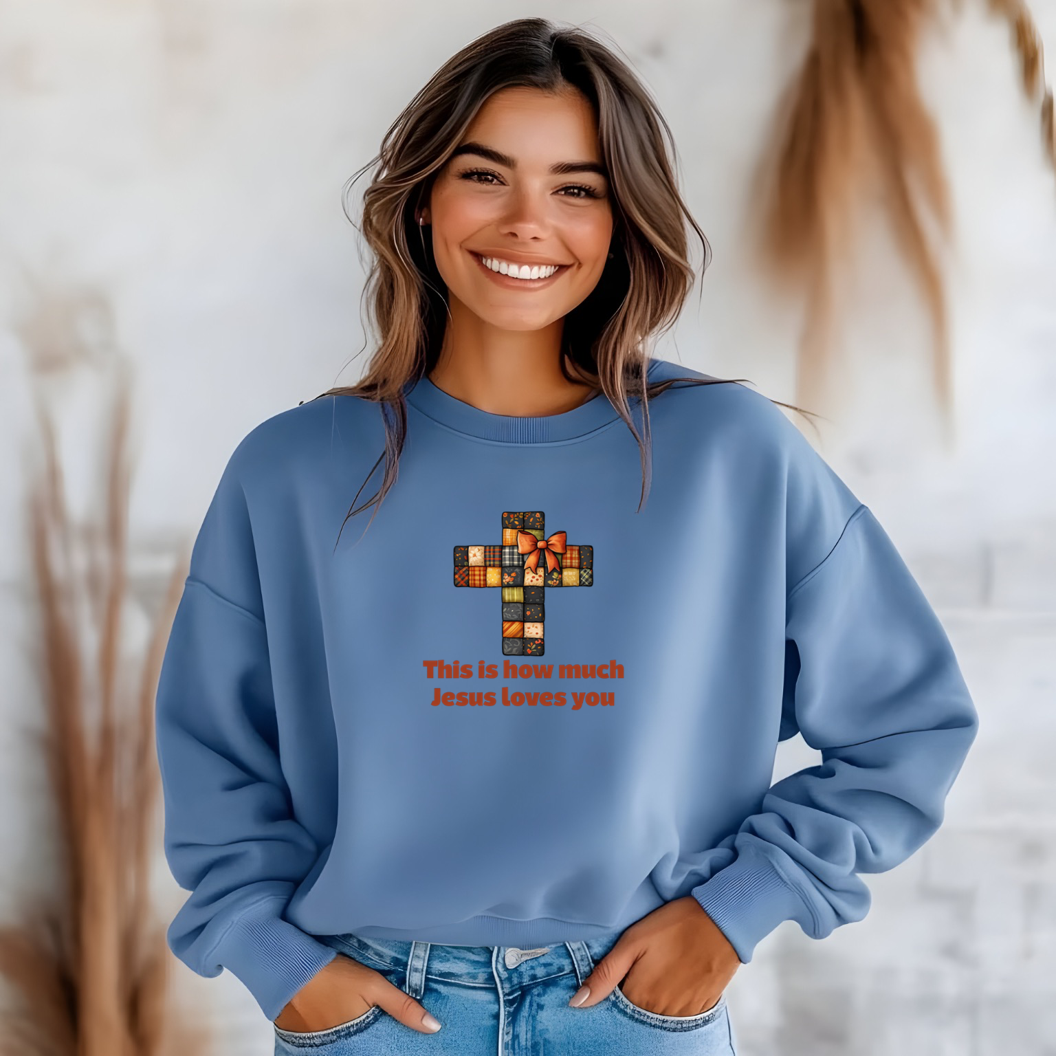 Jesus loves you | Christian Sweatshirt | Faith Cross Pullover | Unisex Fall Gift Apparel