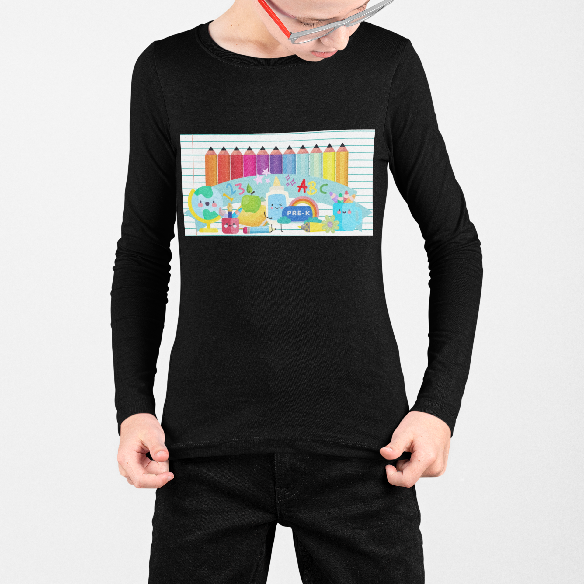 Youth Long Sleeve Learning Is Fun Tee, Perfect for Kids' School Apparel, Gifts, Casual Wear, Winter Activities, Customizable Design product thumbnail image