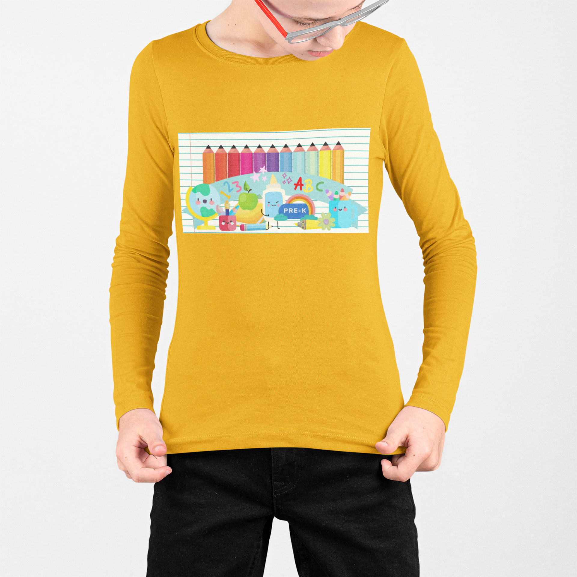 Youth Long Sleeve Learning Is Fun Tee, Perfect for Kids' School Apparel, Gifts, Casual Wear, Winter Activities, Customizable Design product thumbnail image Youth Long Sleeve Learning Is Fun Tee, Perfect for Kids' School Apparel, Gifts, Casual Wear, Winter Activities, Customizable Design product thumbnail image