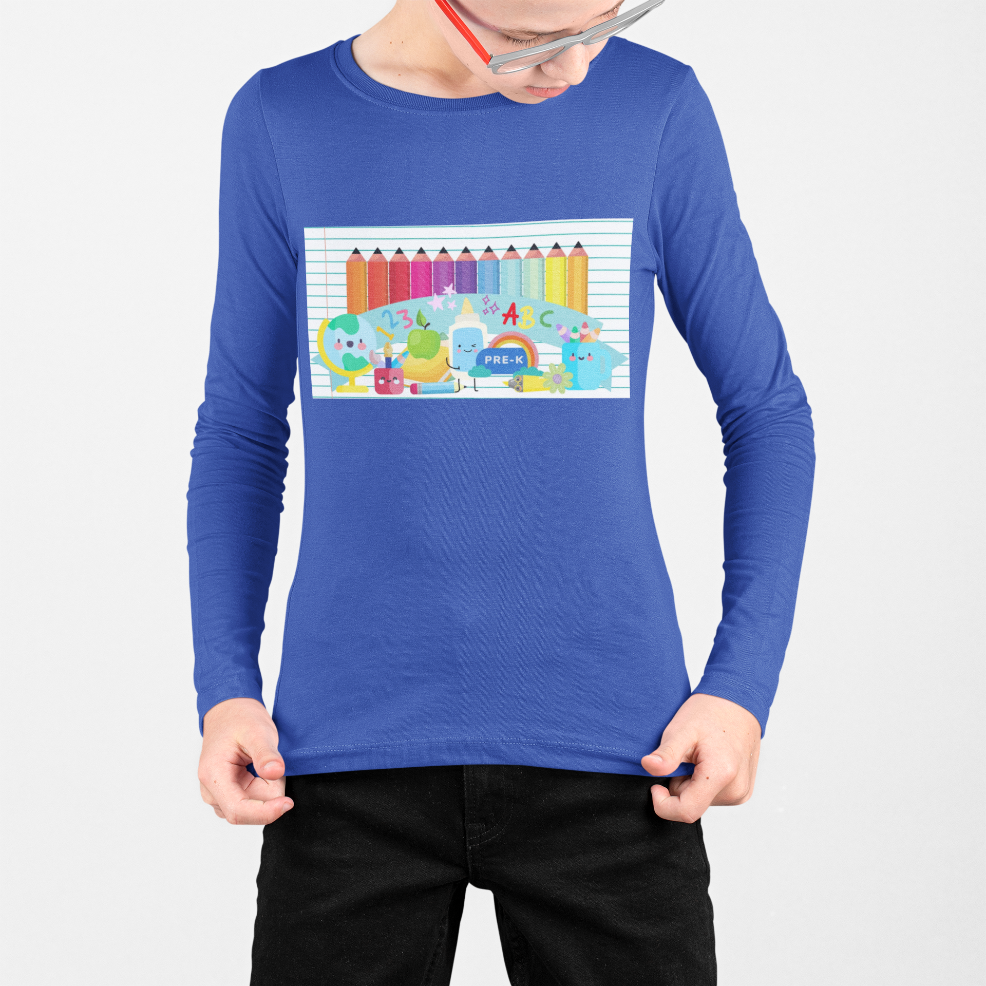 Youth Long Sleeve Learning Is Fun Tee, Perfect for Kids' School Apparel, Gifts, Casual Wear, Winter Activities, Customizable Design product thumbnail image