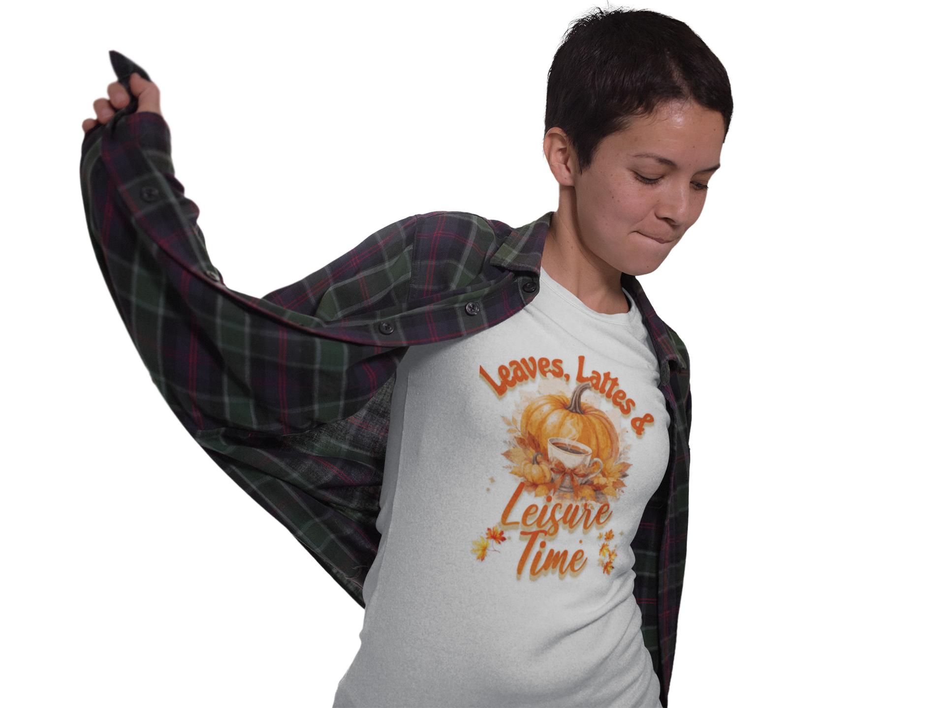 Autumn Long Sleeve Tee, Cozy Fall Shirt, Leaves and Lattes Tee, Casual Pumpkin Tee, Unisex Halloween Apparel, Gift for Pumpkin Lovers product thumbnail image