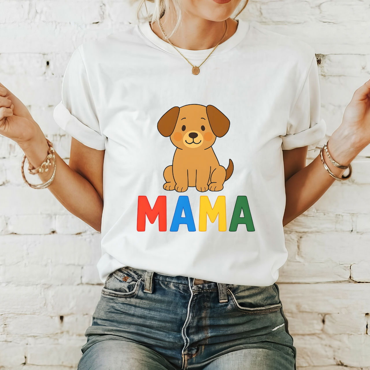 Cute Mama Dog Unisex Heavy Cotton Tee, Pet Lover Gift, Dog Mom Shirt, Animal Lover Apparel, Mother's Day Gift, Casual Wear, Treat Yourself