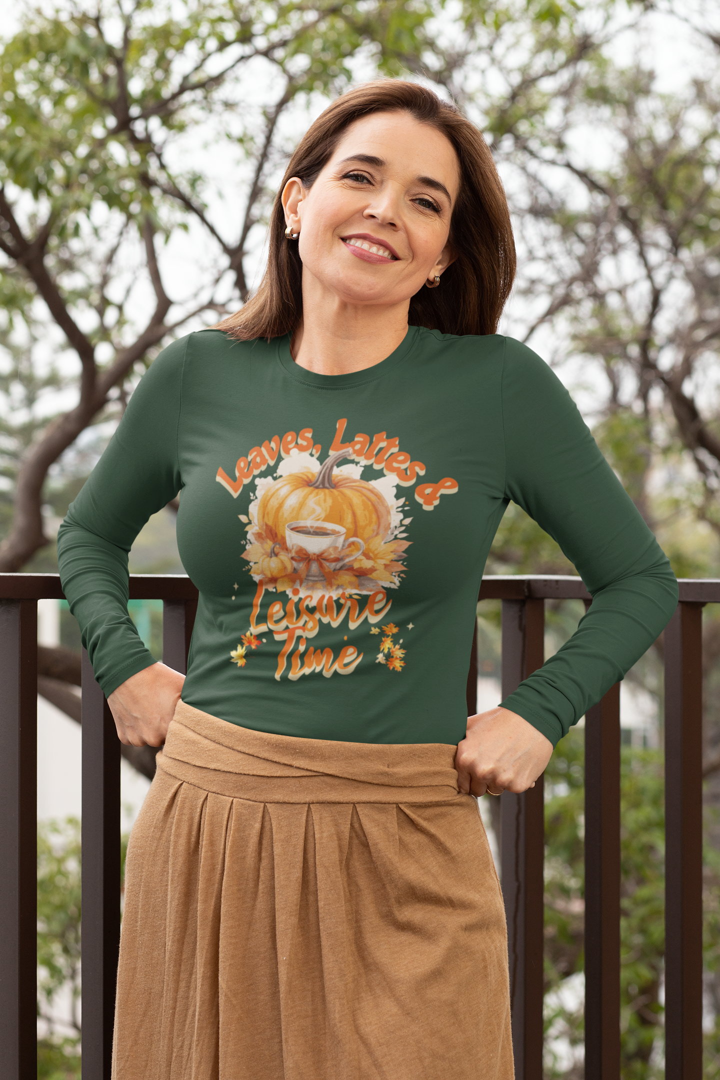 Autumn Long Sleeve Tee, Cozy Fall Shirt, Leaves and Lattes Tee, Casual Pumpkin Tee, Unisex Halloween Apparel, Gift for Pumpkin Lovers product thumbnail image Autumn Long Sleeve Tee, Cozy Fall Shirt, Leaves and Lattes Tee, Casual Pumpkin Tee, Unisex Halloween Apparel, Gift for Pumpkin Lovers product thumbnail image