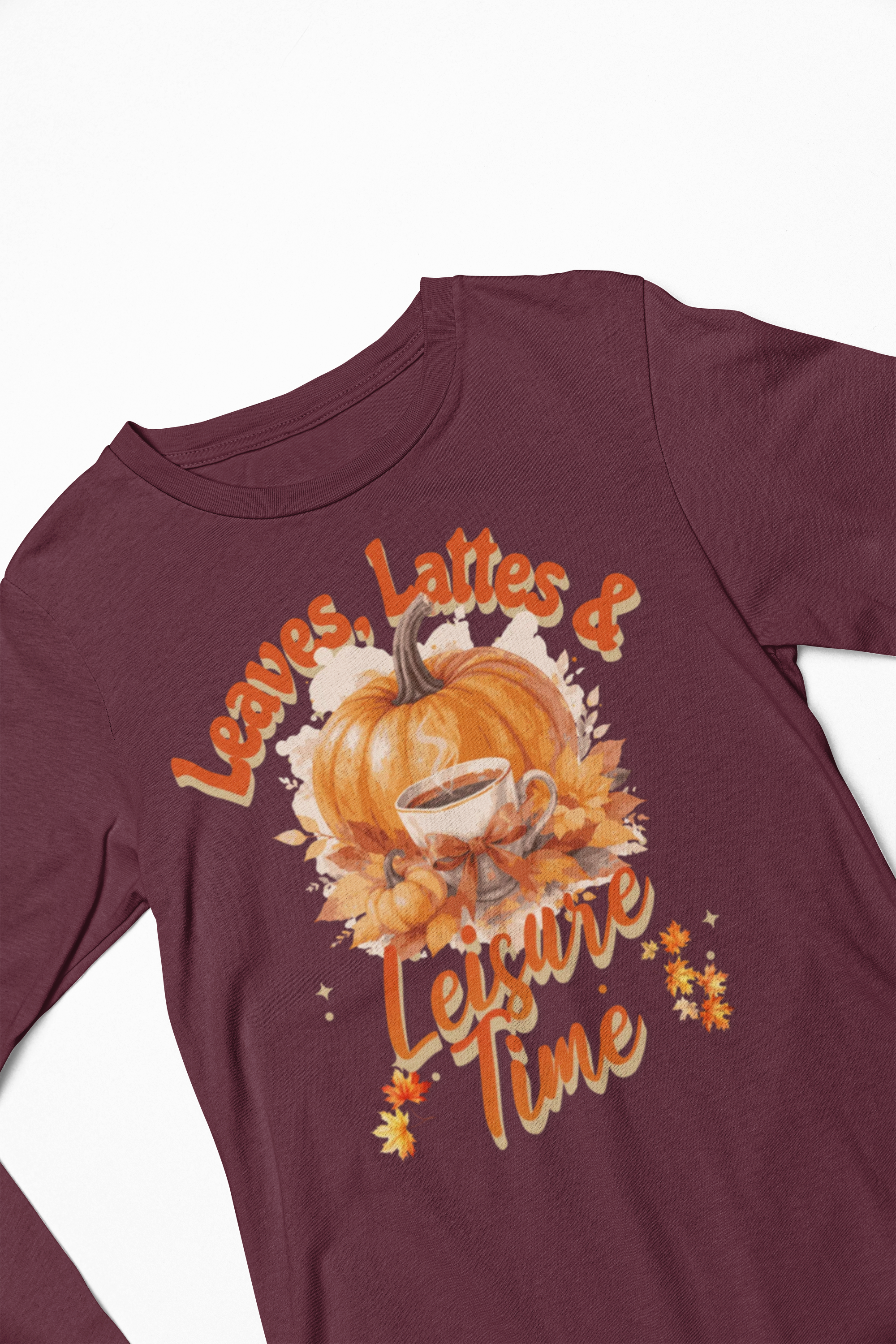 Autumn Long Sleeve Tee, Cozy Fall Shirt, Leaves and Lattes Tee, Casual Pumpkin Tee, Unisex Halloween Apparel, Gift for Pumpkin Lovers product thumbnail image Autumn Long Sleeve Tee, Cozy Fall Shirt, Leaves and Lattes Tee, Casual Pumpkin Tee, Unisex Halloween Apparel, Gift for Pumpkin Lovers product thumbnail image