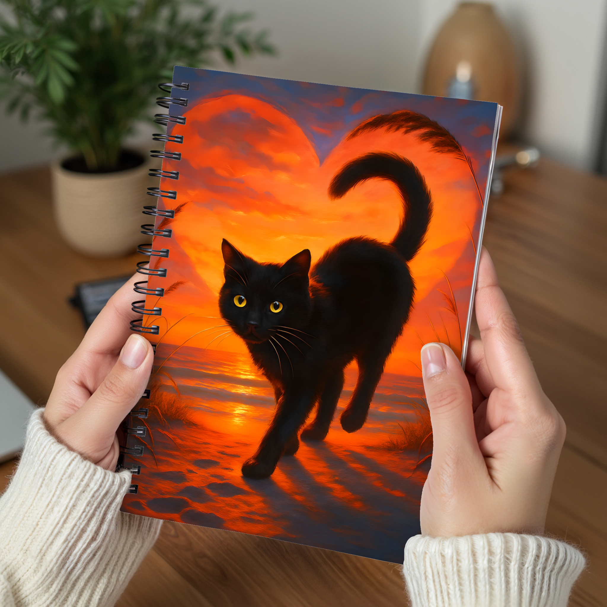 Whimsical Cat Spiral Notebook - Ruled Lines, Cute Cat Lover Gift, Journaling Essentials, Pet Memorial, Witchy Aesthetic