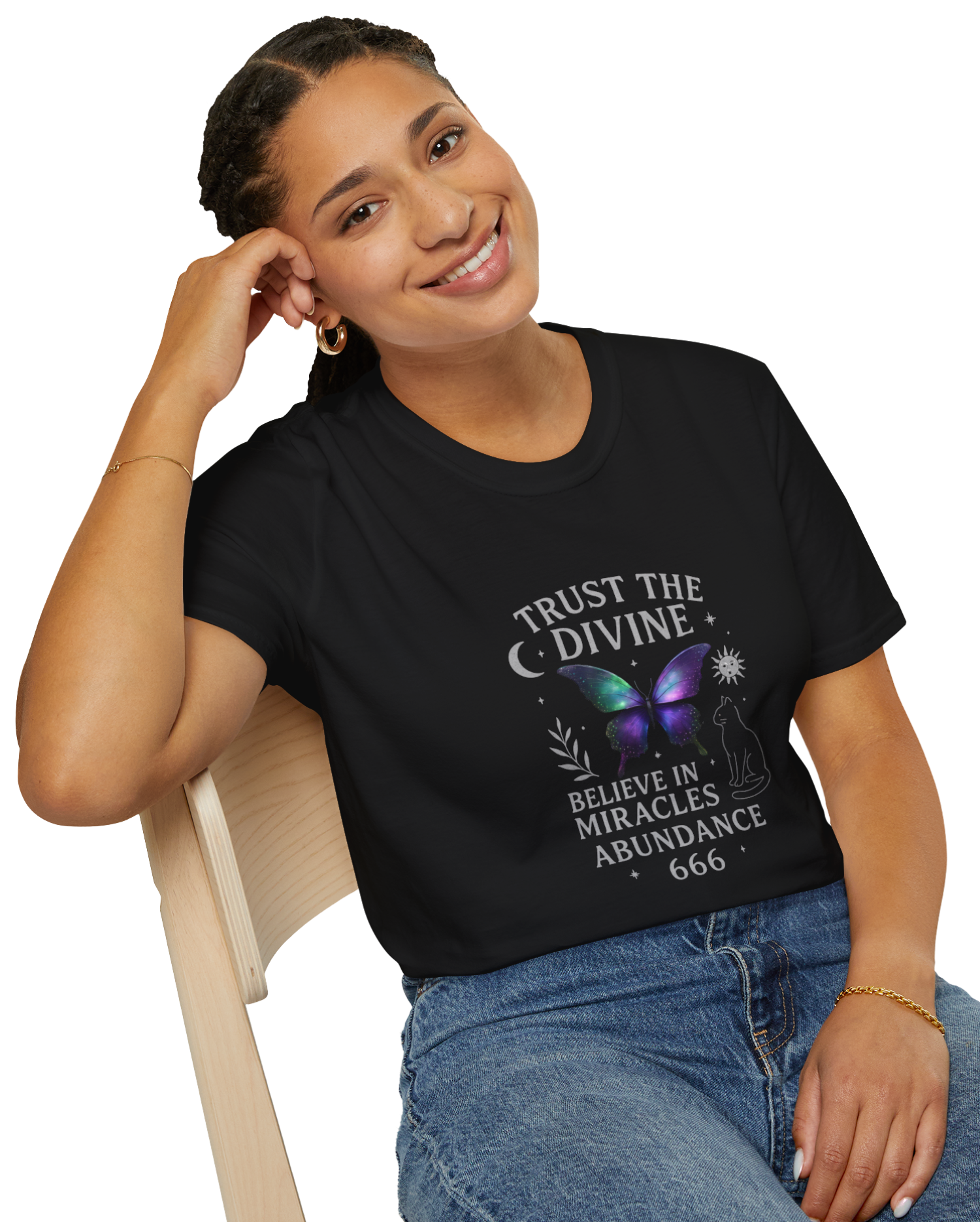 Trust the Divine – Butterfly Spiritual T-Shirt | Unisex Softstyle Tee by CarmaQuanTarot | Mindfulness, Manifestation, Metaphysical Gift product thumbnail image Trust the Divine – Butterfly Spiritual T-Shirt | Unisex Softstyle Tee by CarmaQuanTarot | Mindfulness, Manifestation, Metaphysical Gift product thumbnail image