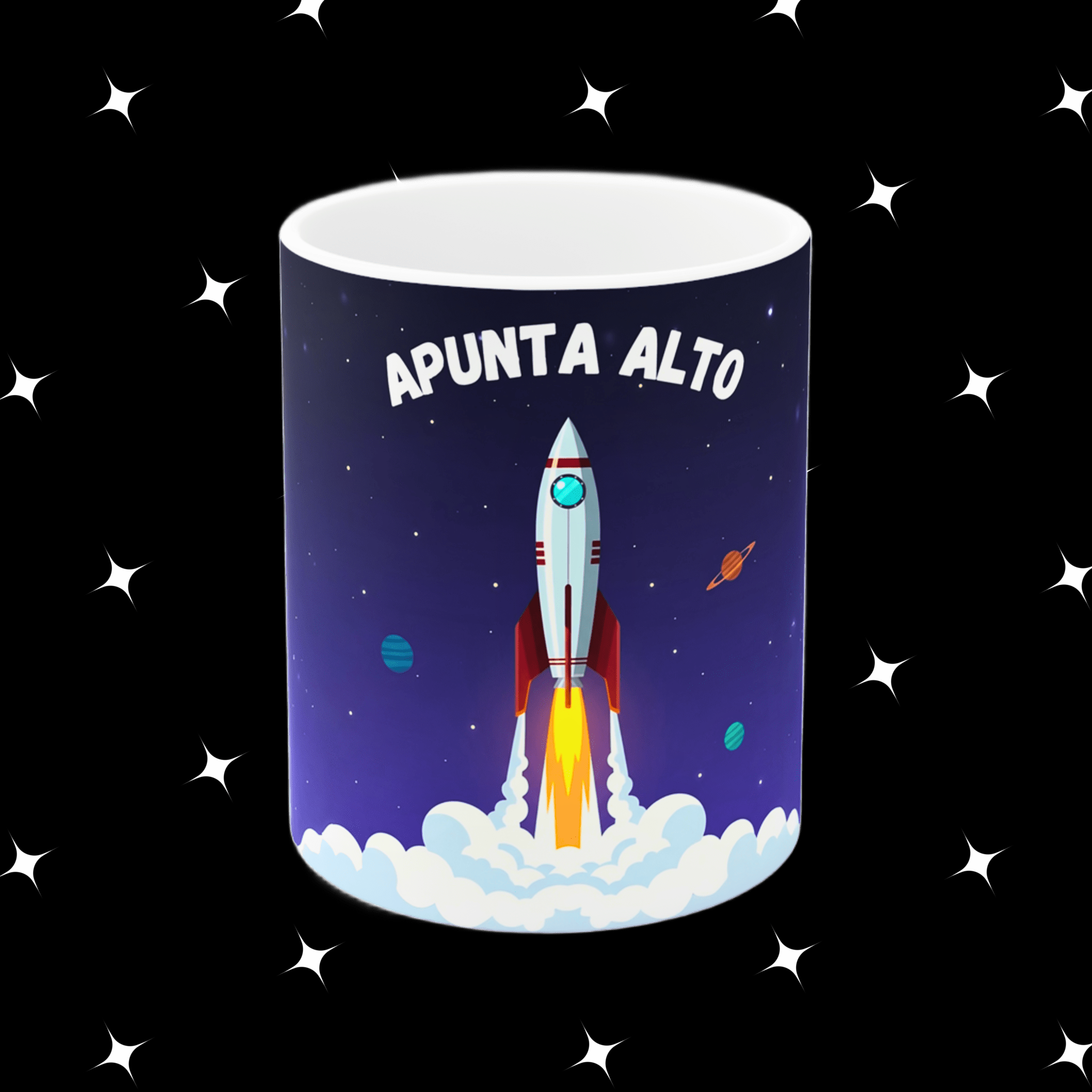 Taza “Apunta alto” – Cohete despegando, motivación para cada día (11oz/15oz) product thumbnail image