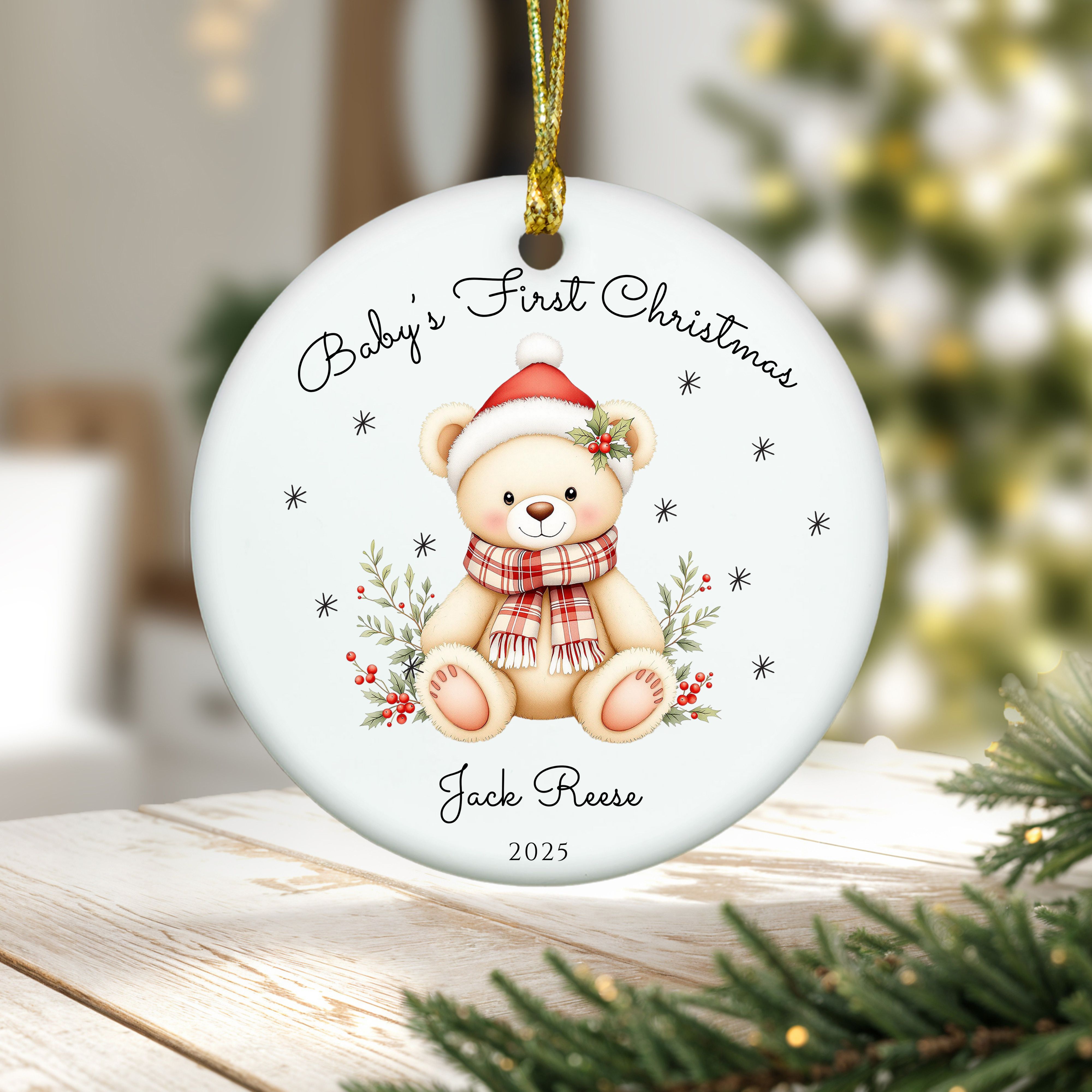 Personalized Baby's First Christmas Ornament, Old-style Christmas Tree Decoration, First Christmas Keepsake, Gift for New Baby, Parents