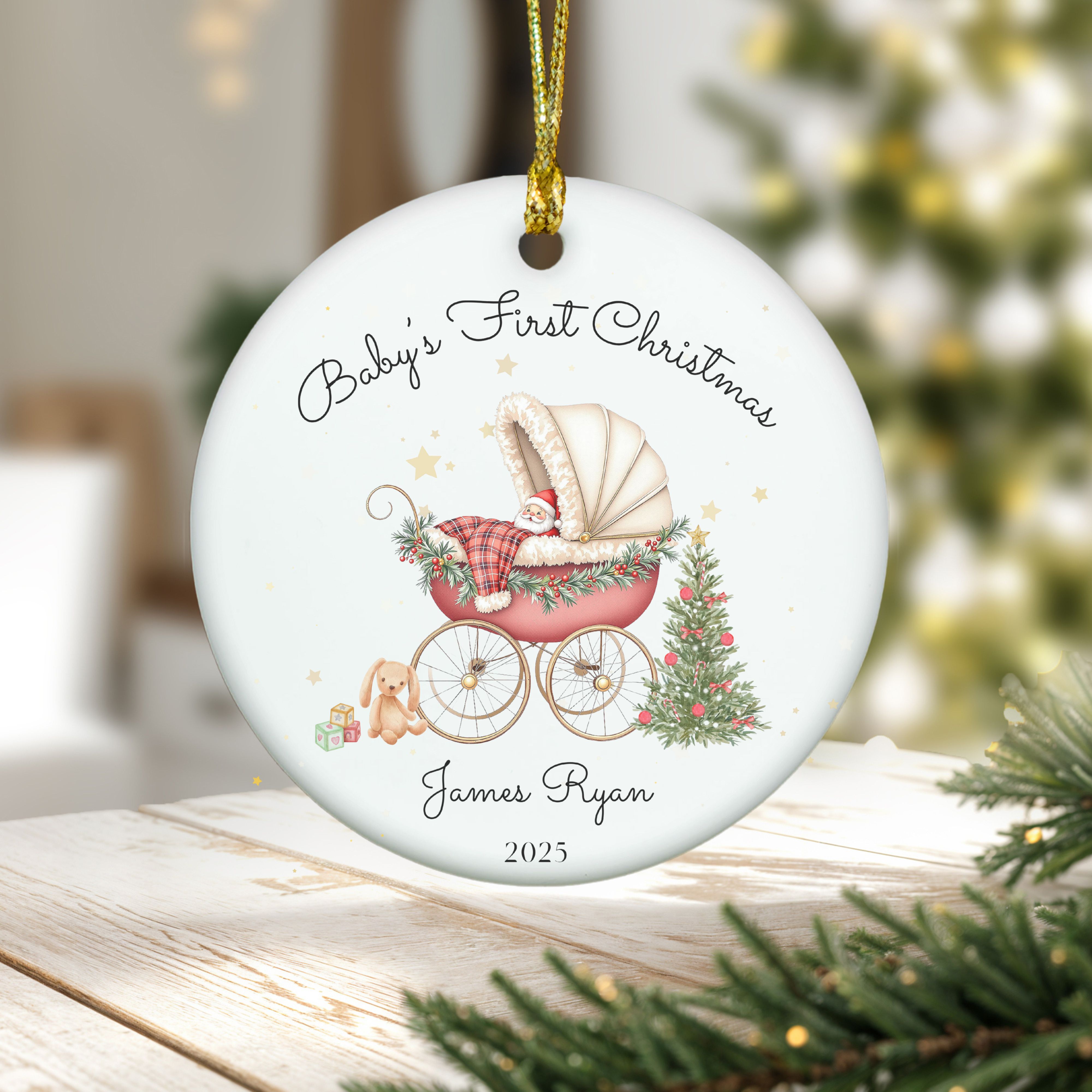Personalized Baby's First Christmas Ornament, Old-style Christmas Tree Decoration, First Christmas Keepsake, Gift for New Baby, Parents