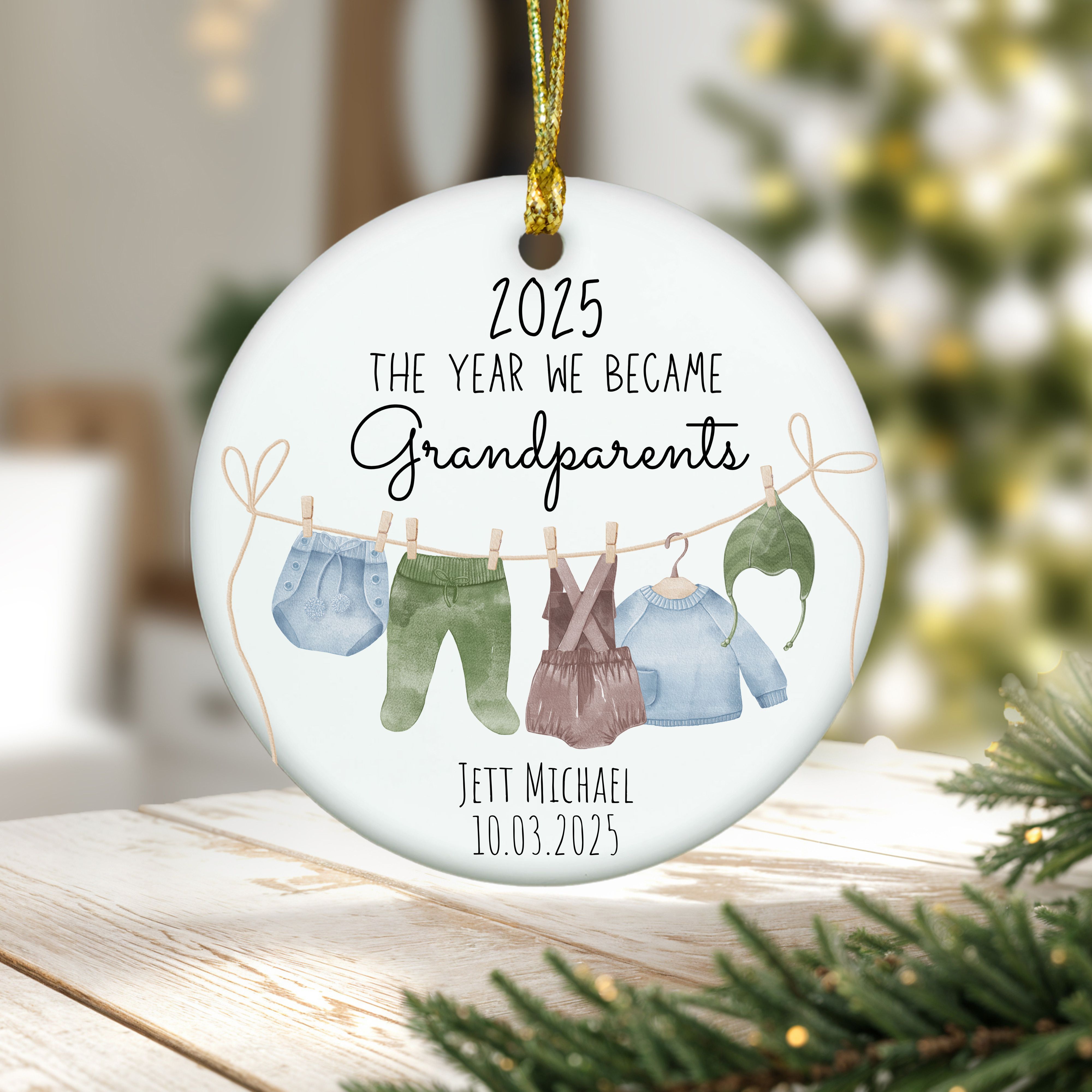 Personalized Year We Became Grandparents Ornament, Gift for First Grandparent Christmas, Family Keepsake, Milestone Year product thumbnail image