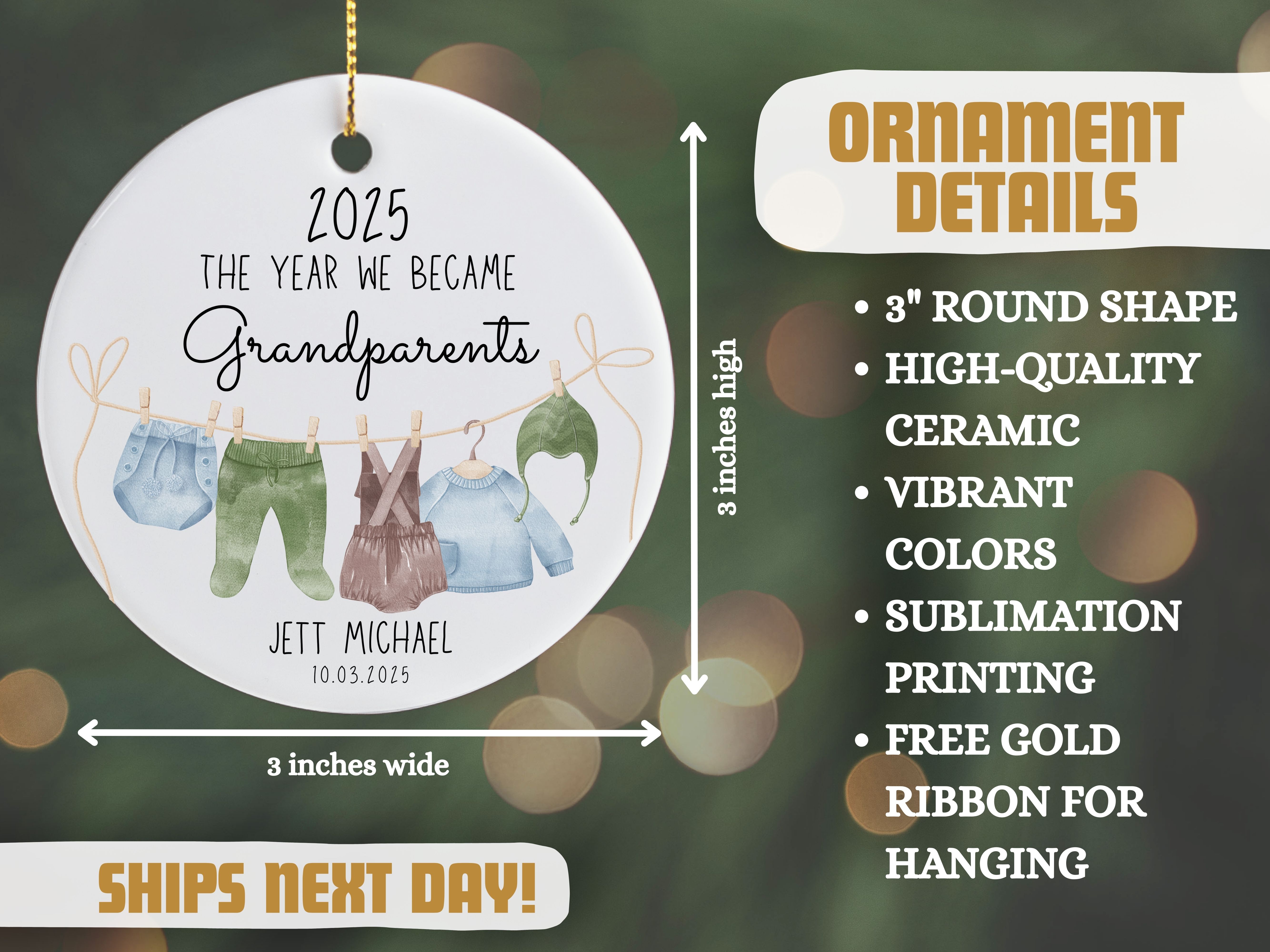 Personalized Year We Became Grandparents Ornament, Gift for First Grandparent Christmas, Family Keepsake, Milestone Year product thumbnail image