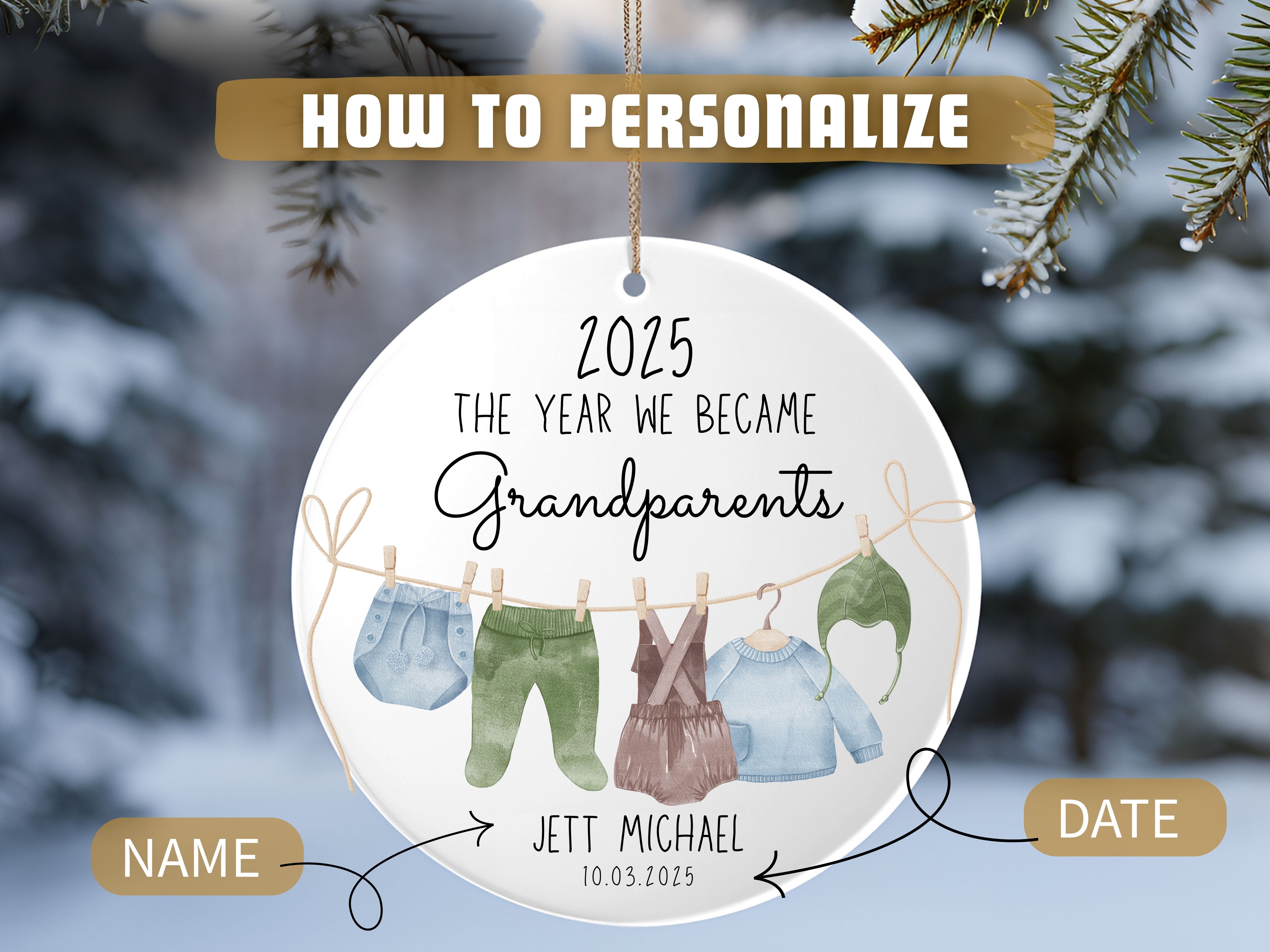 Personalized Year We Became Grandparents Ornament, Gift for First Grandparent Christmas, Family Keepsake, Milestone Year product thumbnail image Personalized Year We Became Grandparents Ornament, Gift for First Grandparent Christmas, Family Keepsake, Milestone Year product thumbnail image